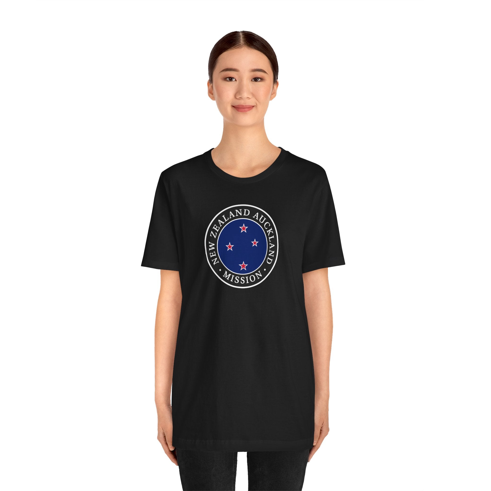New Zealand Auckland Mission Flag Logo (Black Border) T-shirt - Latter-Day Saint LDS Missionary Gift - Book of Mormon