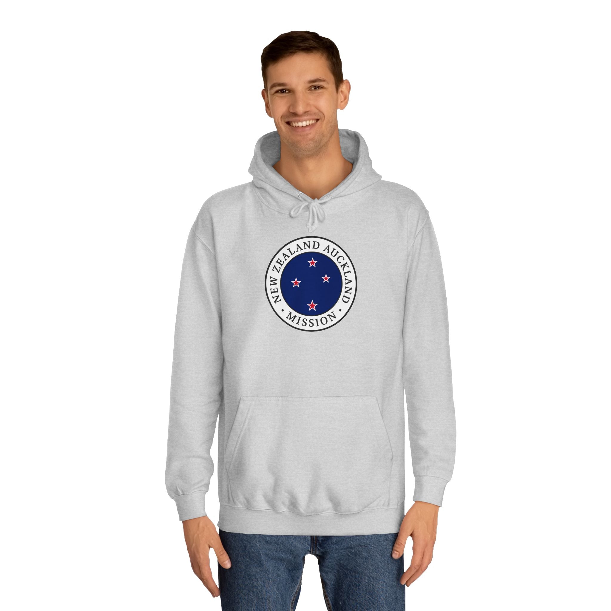 New Zealand Auckland Mission Flag Logo (White Border) College Hoodie - Latter-Day Saint LDS Missionary Gift - Book of Mormon