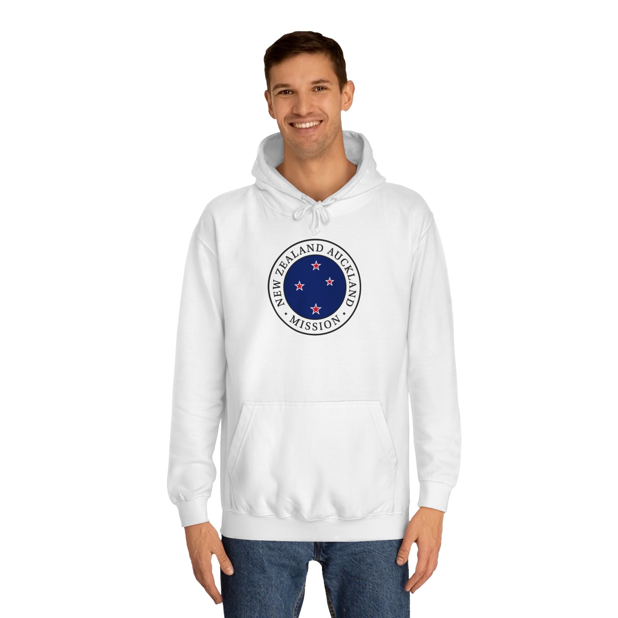 New Zealand Auckland Mission Flag Logo (White Border) College Hoodie - Latter-Day Saint LDS Missionary Gift - Book of Mormon