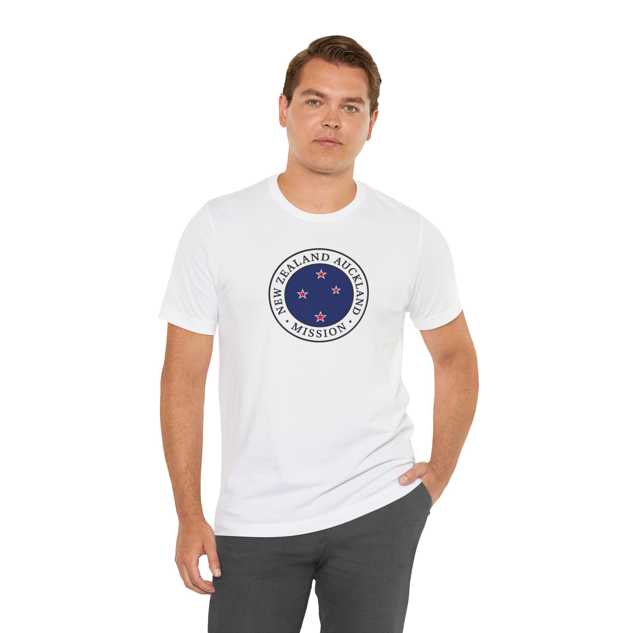 New Zealand Auckland Mission Flag Logo (White Border) T-shirt - Latter-Day Saint LDS Missionary Gift - Book of Mormon