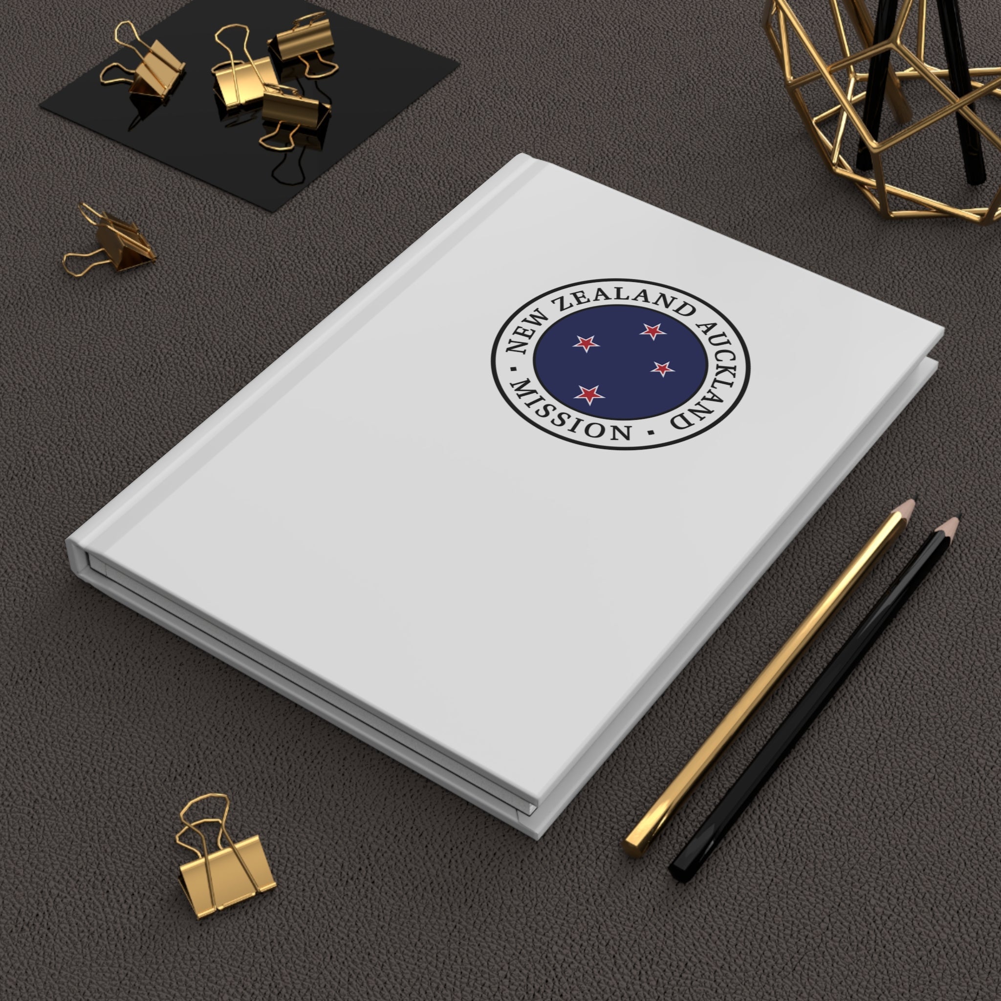 New Zealand Auckland Mission Logo Design White Hardcover Journal Matte - Latter-Day Saint LDS Missionary Gift - Book of Mormon