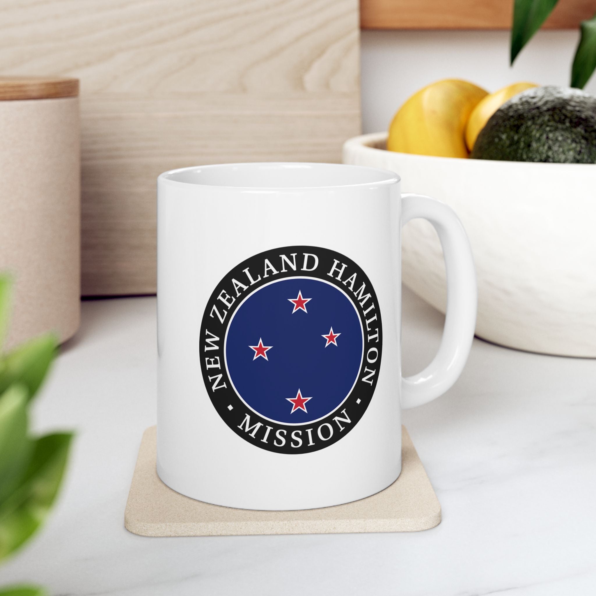 New Zealand Hamilton Mission Circular Flag White Ceramic Mug - Mission Wishlist - LDS Missionary Gift Store