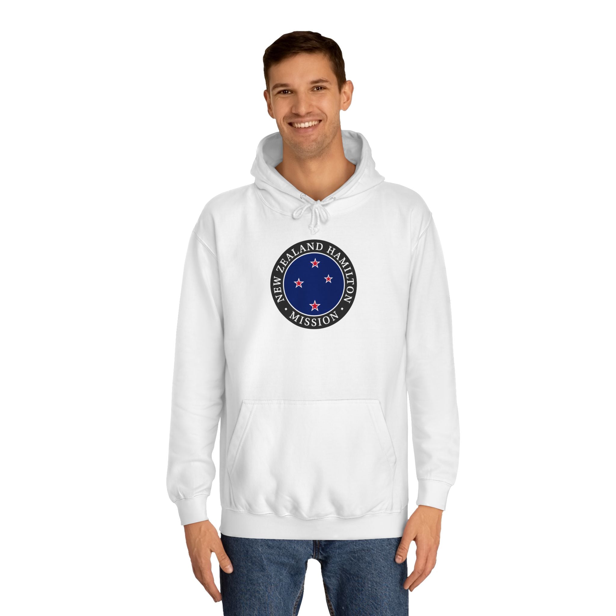 New Zealand Hamilton Mission Flag Logo (Black Border) College Hoodie - Latter-Day Saint LDS Missionary Gift - Book of Mormon