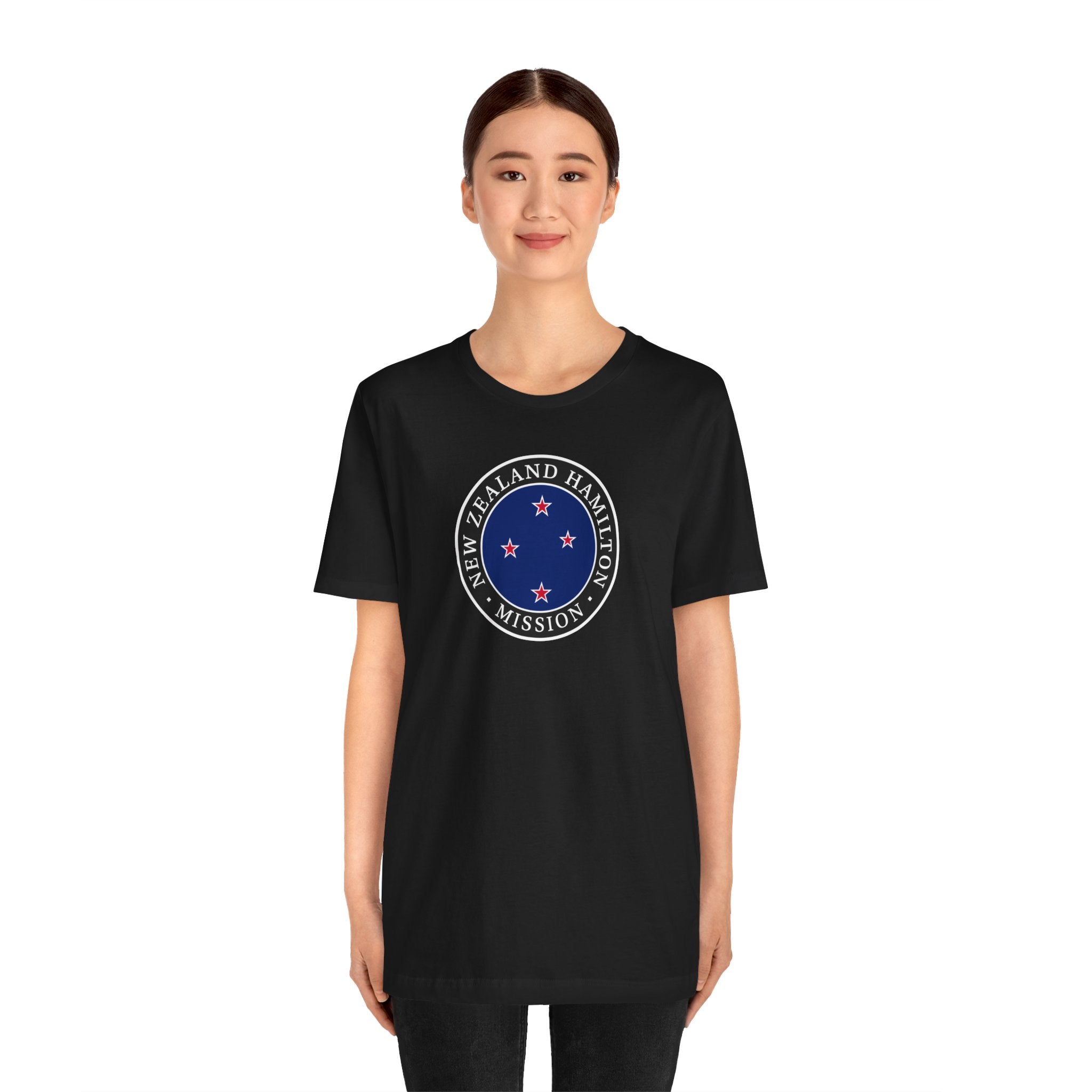 New Zealand Hamilton Mission Flag Logo (Black Border) T-shirt - Mission Wishlist - LDS Missionary Gift Store