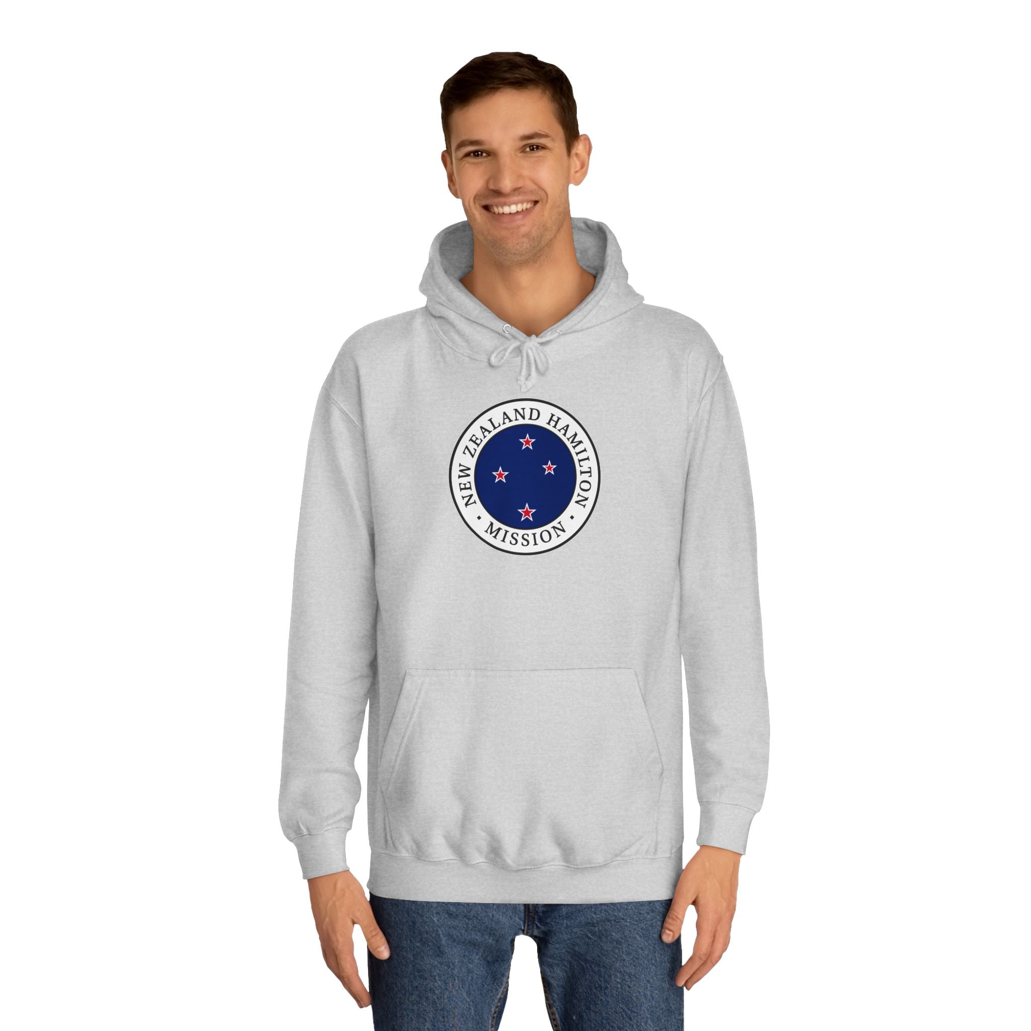 New Zealand Hamilton Mission Flag Logo (White Border) College Hoodie - Latter-Day Saint LDS Missionary Gift - Book of Mormon