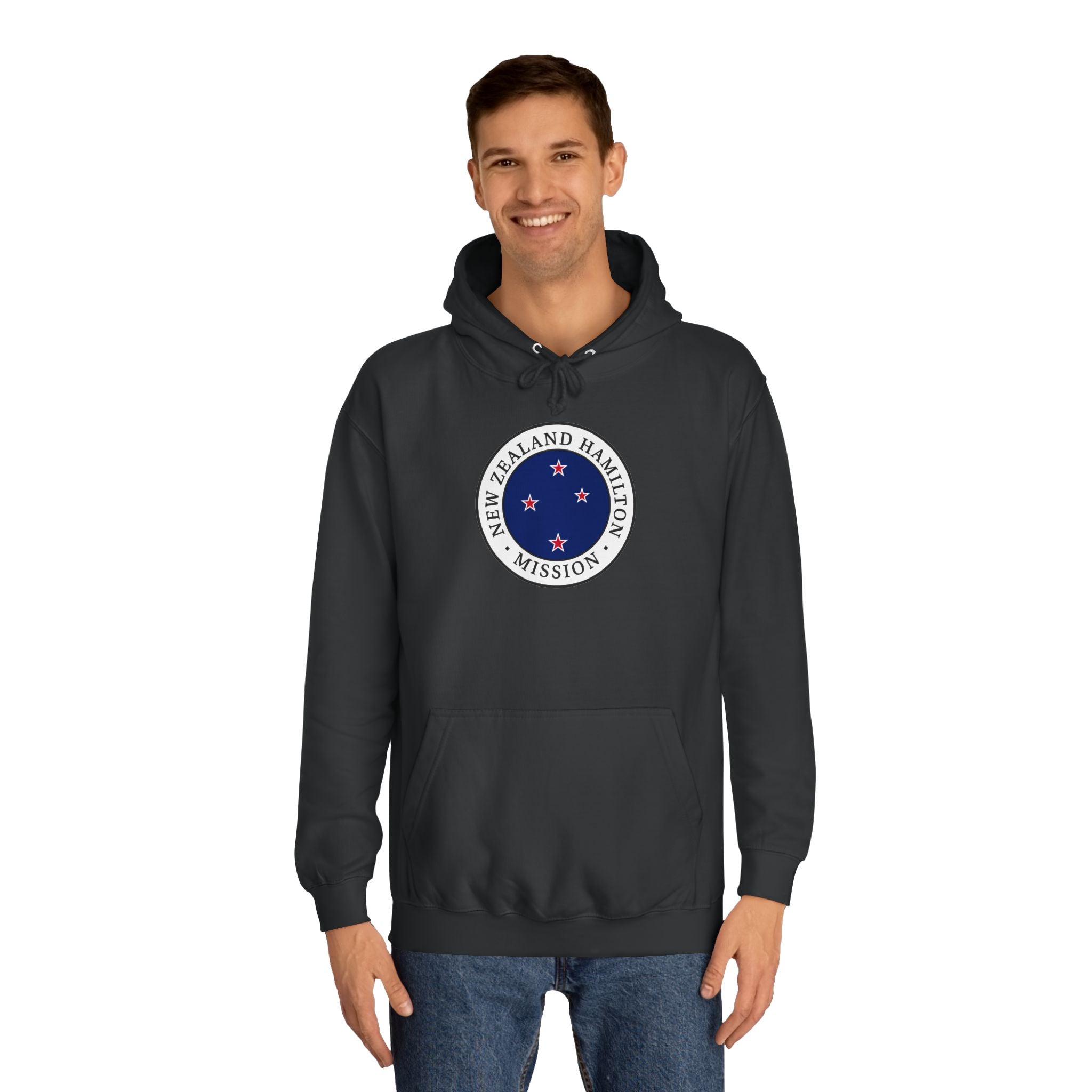 New Zealand Hamilton Mission Flag Logo (White Border) College Hoodie - Latter-Day Saint LDS Missionary Gift - Book of Mormon