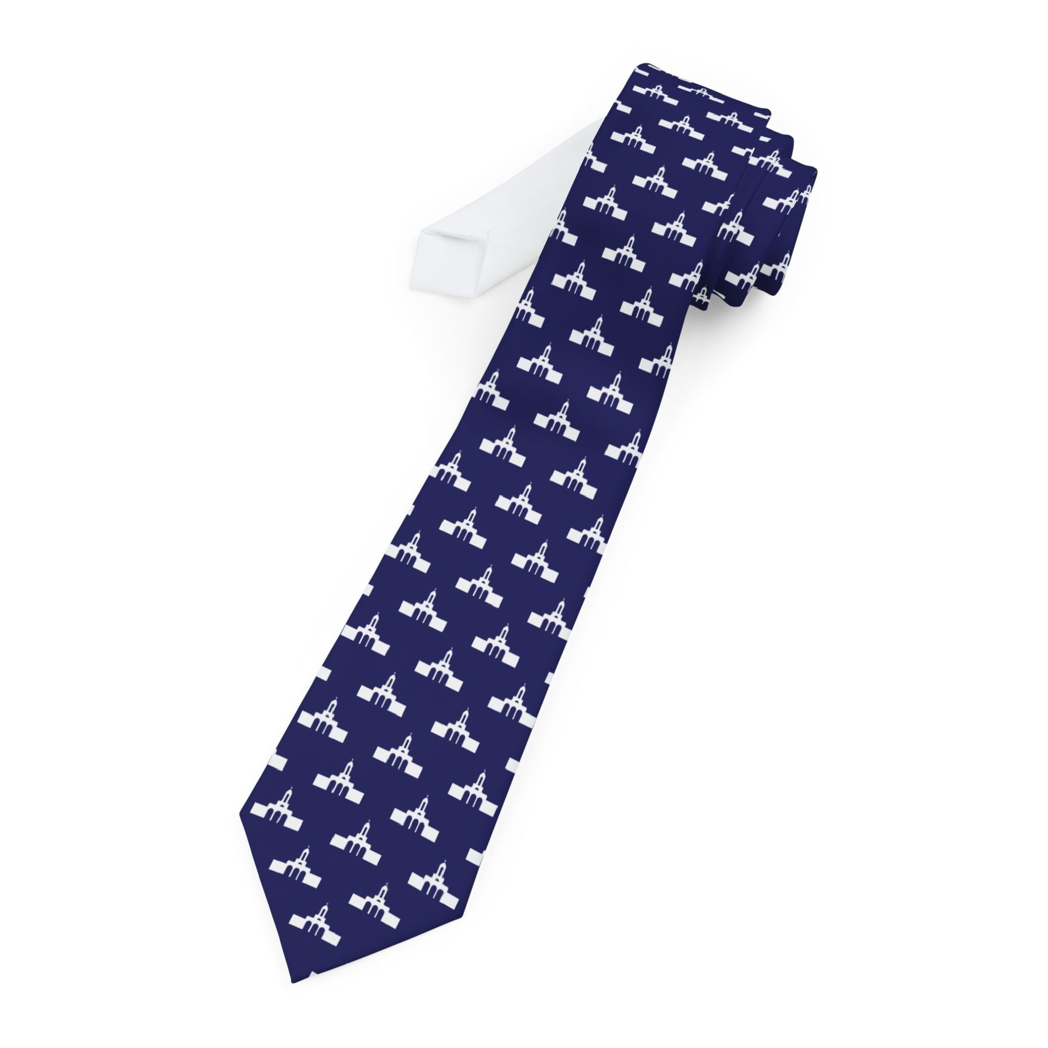 Newport Beach California Temple Patterned Neck Tie for Elders (Blue) - Mission Wishlist - LDS Missionary Gift Store