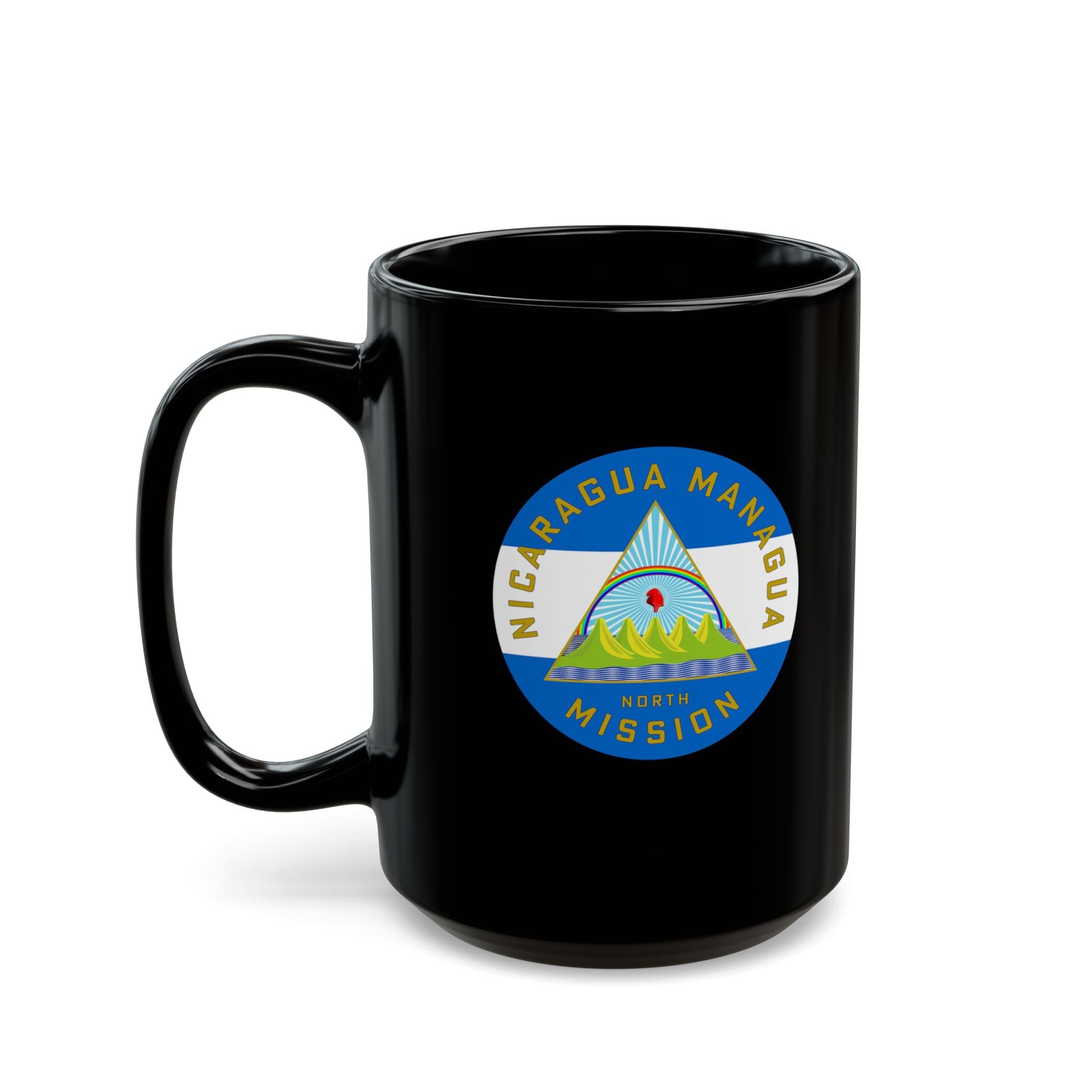Nicaragua Managua North Mission Circular Flag Black Ceramic Mug - Mission Wishlist - LDS Missionary Gift Store