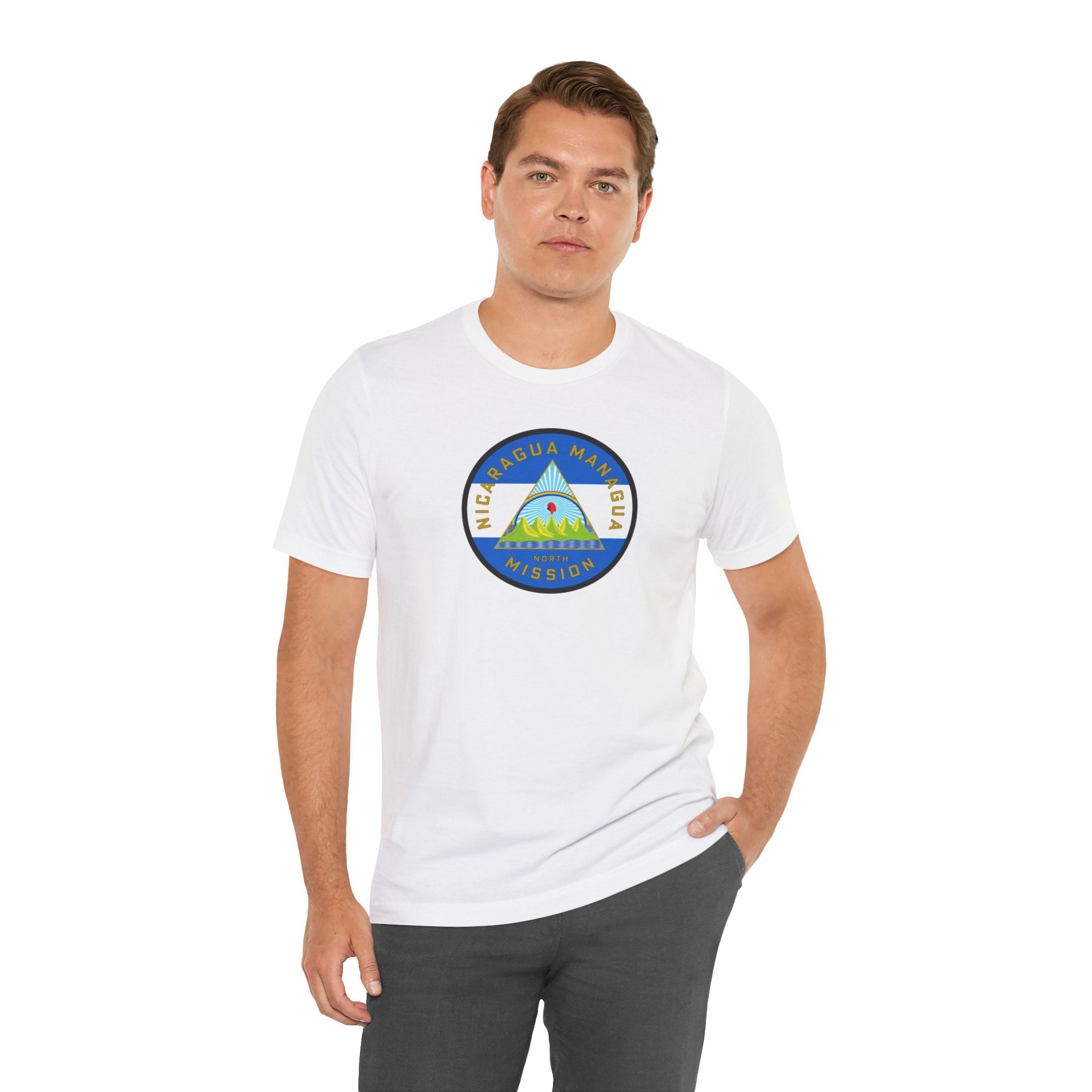 Nicaragua Managua North Mission Flag Logo (White Border) T-shirt - Mission Wishlist - LDS Missionary Gift Store
