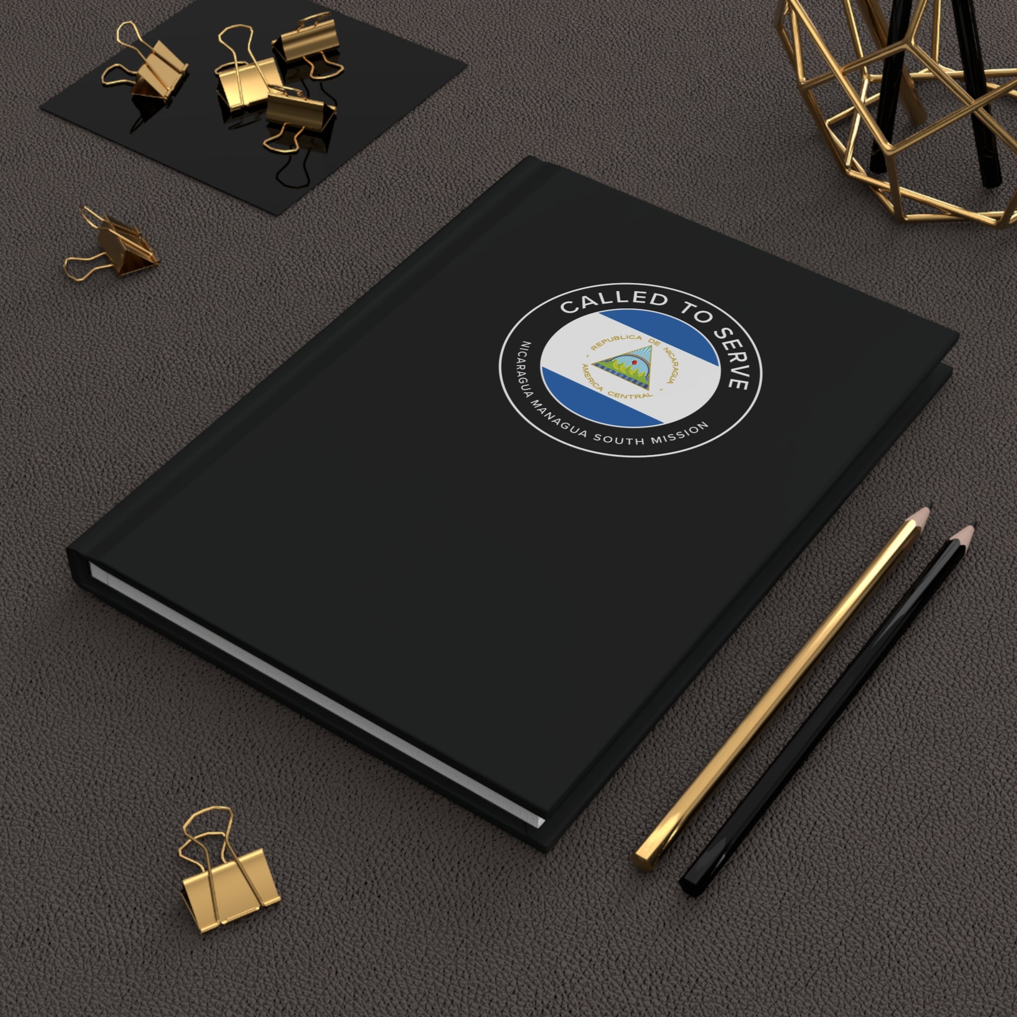 Nicaragua Managua South Mission Circle Flag Called to Serve Black Hardcover Journal Matte - Latter-Day Saint LDS Missionary Gift - Book of Mormon