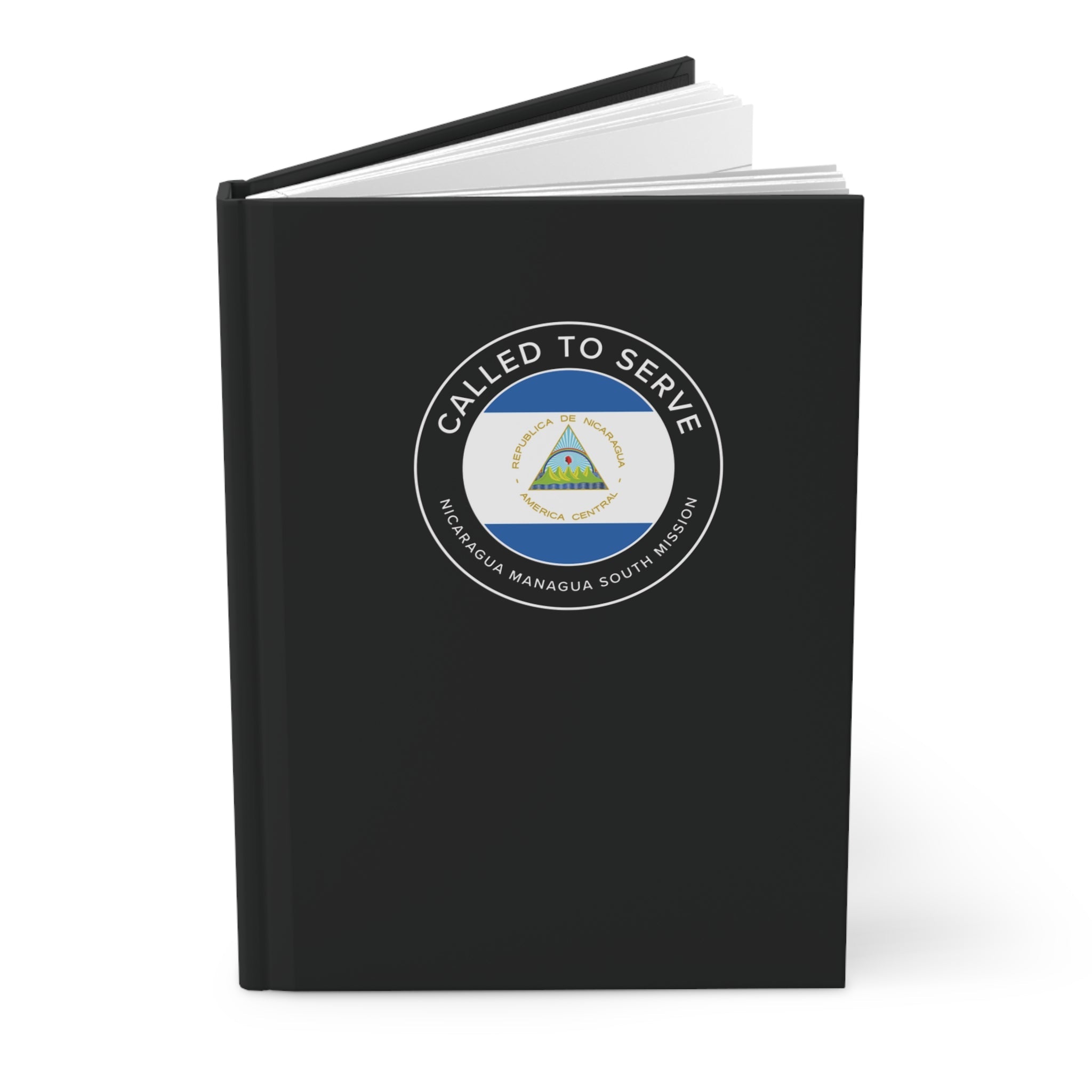 Nicaragua Managua South Mission Circle Flag Called to Serve Black Hardcover Journal Matte - Latter-Day Saint LDS Missionary Gift - Book of Mormon