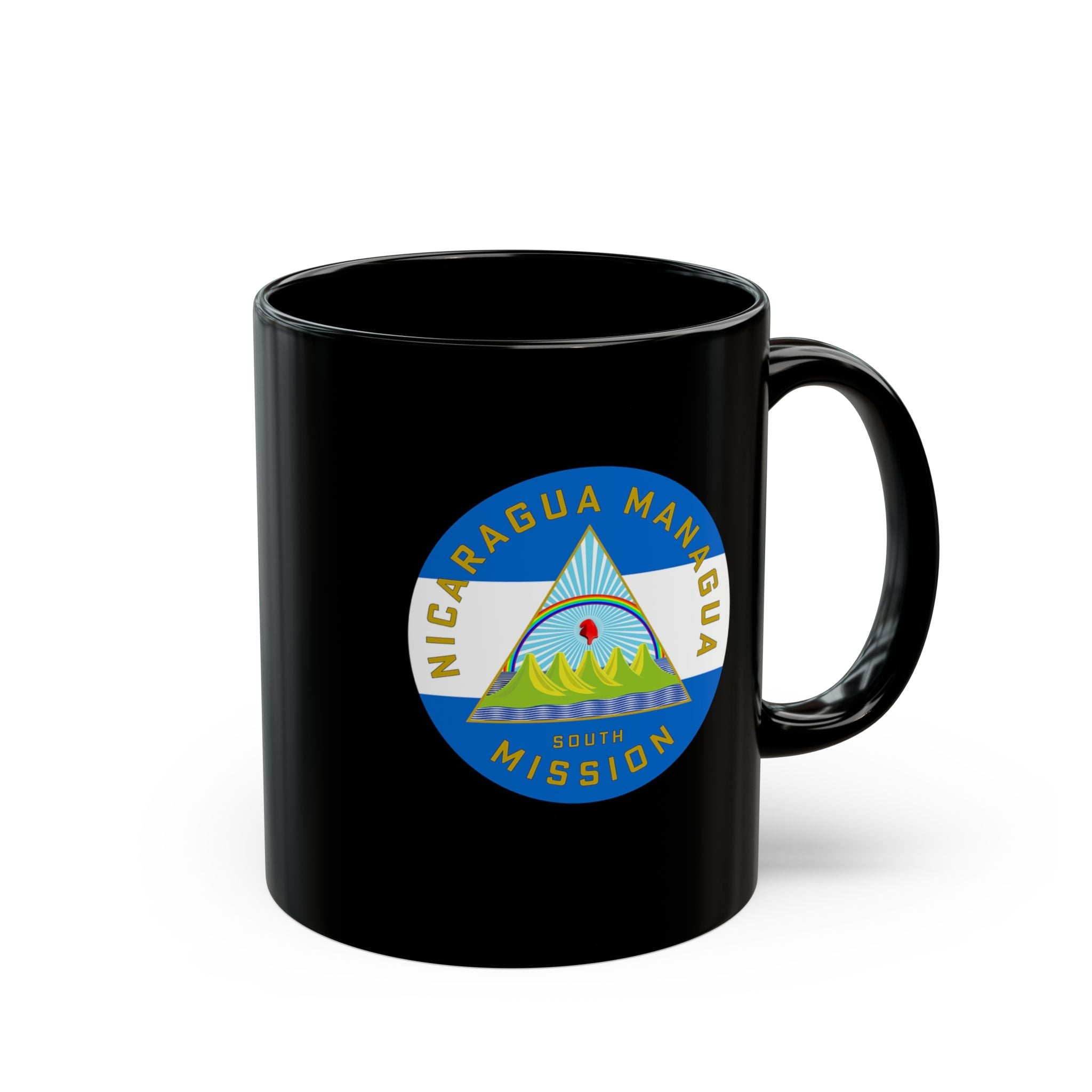 Nicaragua Managua South Mission Circular Flag Black Ceramic Mug - Mission Wishlist - LDS Missionary Gift Store
