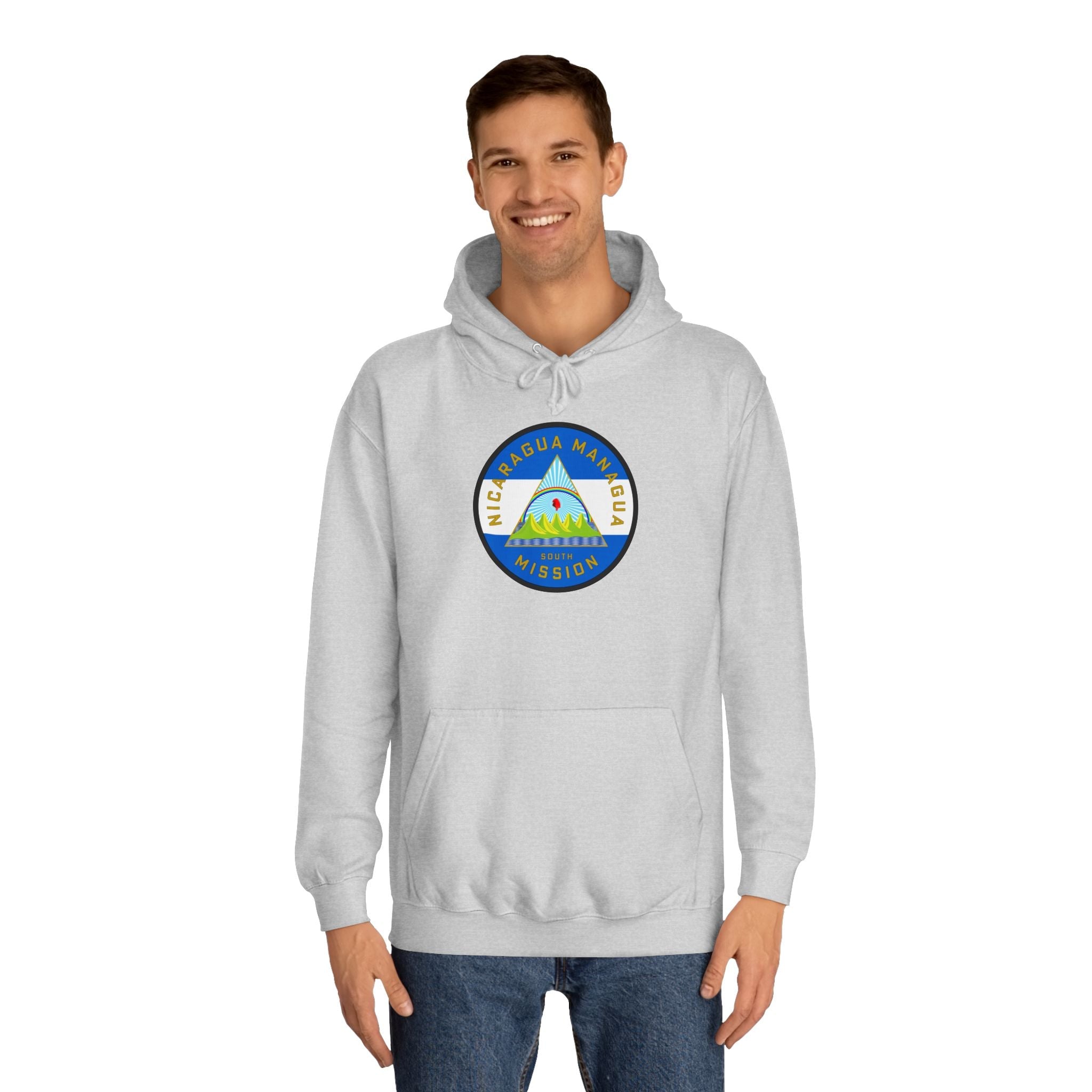 Nicaragua Managua South Mission Flag Logo (White Border) College Hoodie - Mission Wishlist - LDS Missionary Gift Store