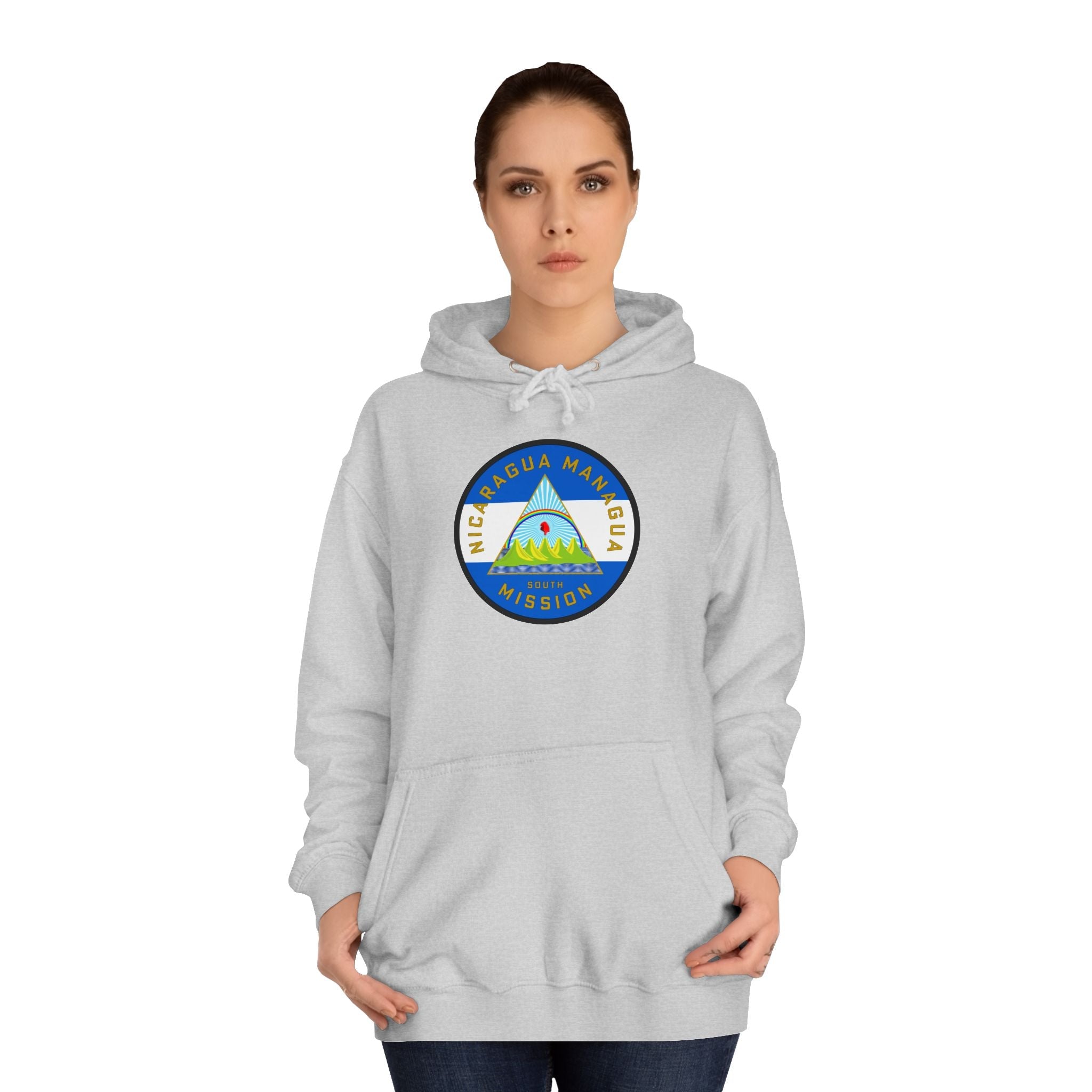Nicaragua Managua South Mission Flag Logo (White Border) College Hoodie - Mission Wishlist - LDS Missionary Gift Store