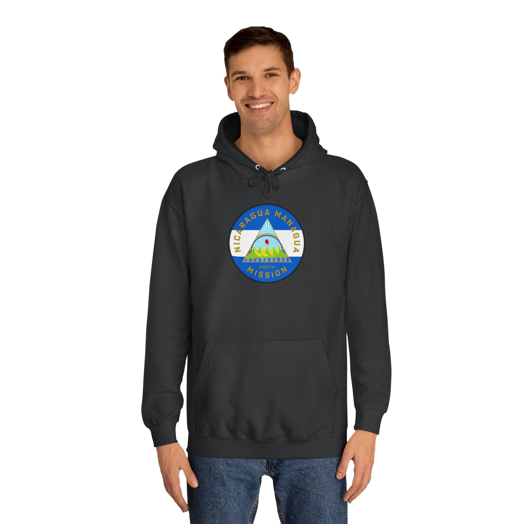 Nicaragua Managua South Mission Flag Logo (White Border) College Hoodie - Mission Wishlist - LDS Missionary Gift Store