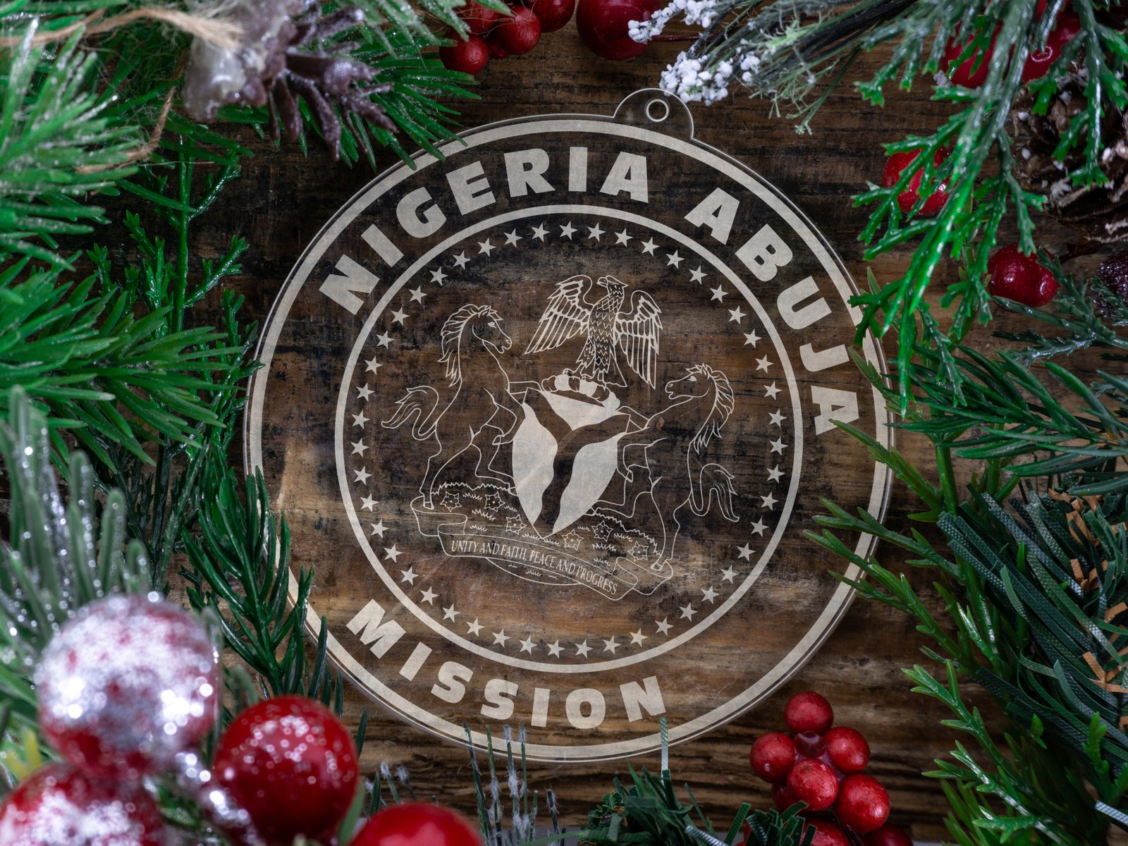 LDS Nigeria Abuja Mission Christmas Ornament with Christmas Decorations