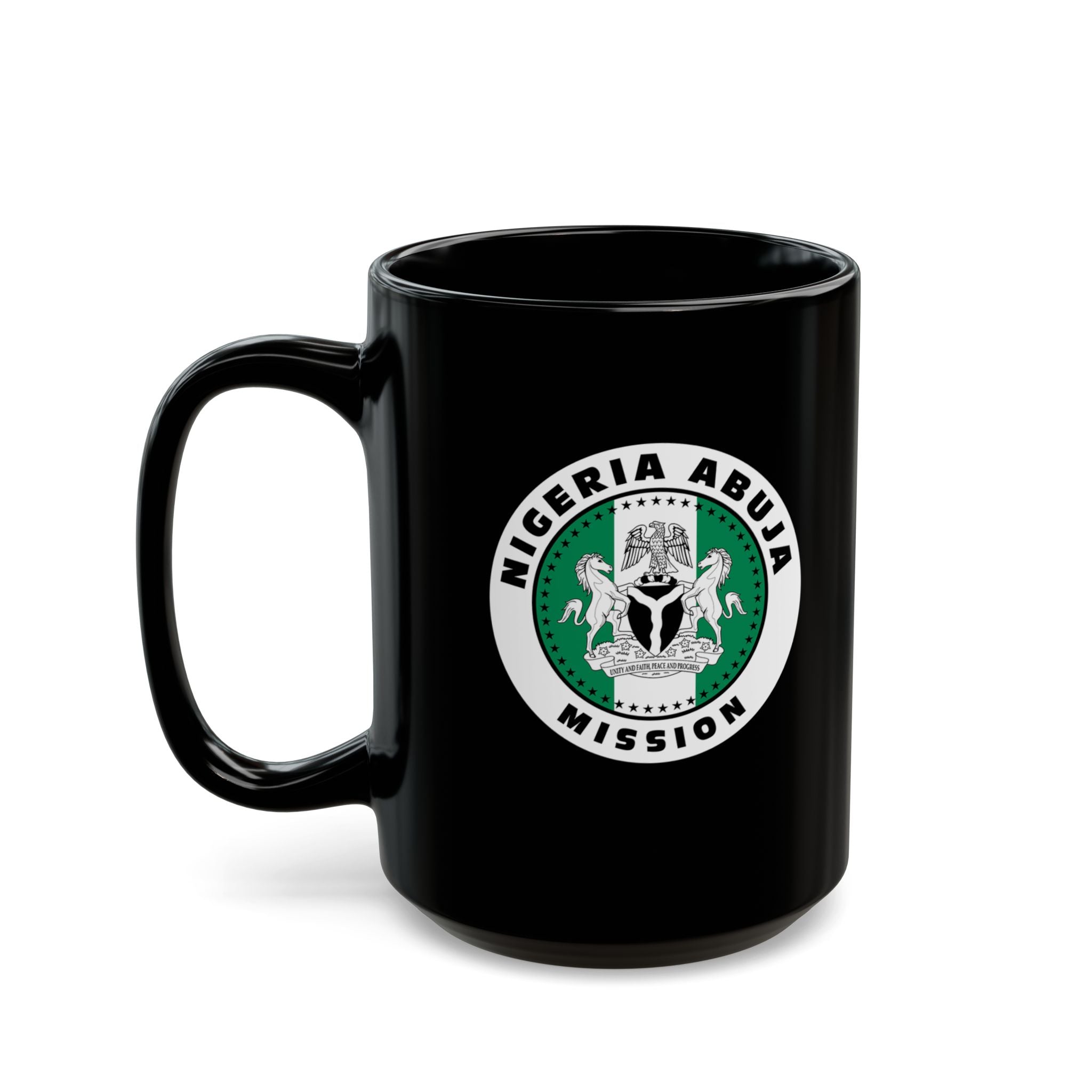 Nigeria Abuja Mission Circular Flag Black Ceramic Mug - Mission Wishlist - LDS Missionary Gift Store