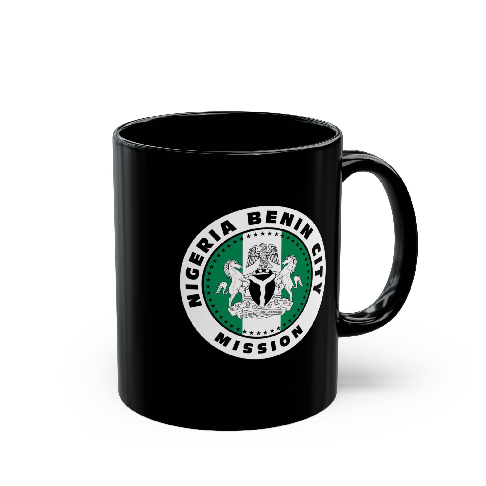 Nigeria Benin City Mission Circular Flag Black Ceramic Mug - Latter-Day Saint LDS Missionary Gift - Book of Mormon