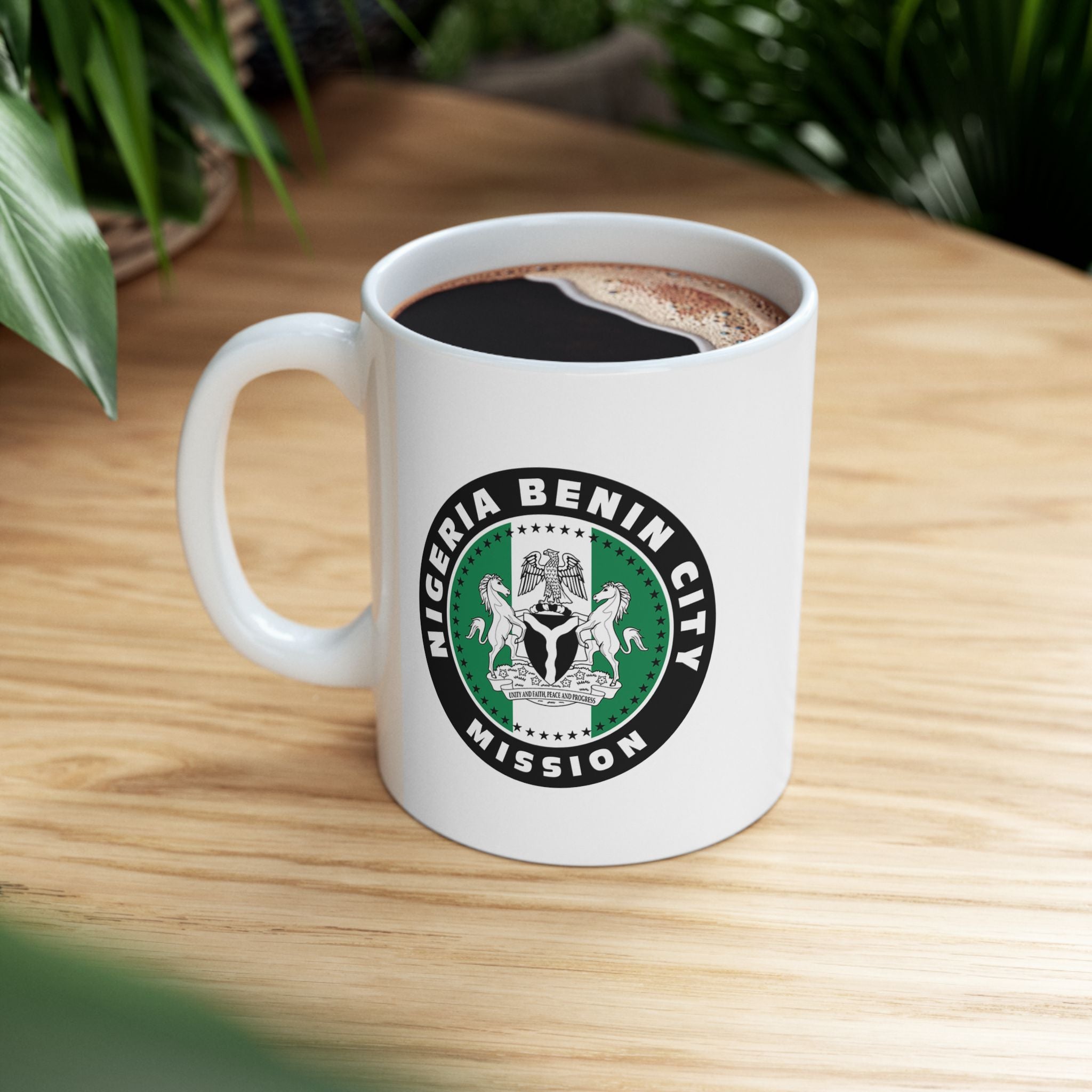 Nigeria Benin City Mission Circular Flag White Ceramic Mug - Latter-Day Saint LDS Missionary Gift - Book of Mormon