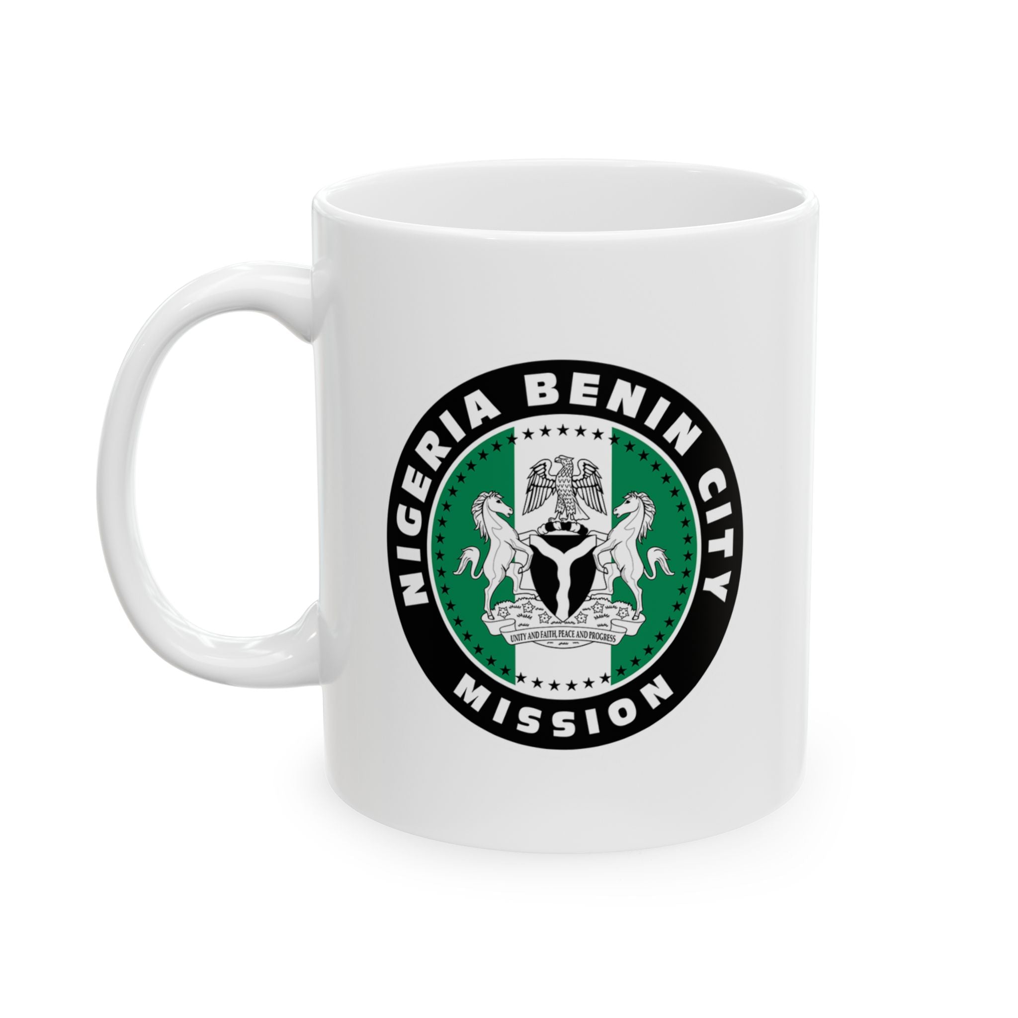 Nigeria Benin City Mission Circular Flag White Ceramic Mug - Latter-Day Saint LDS Missionary Gift - Book of Mormon