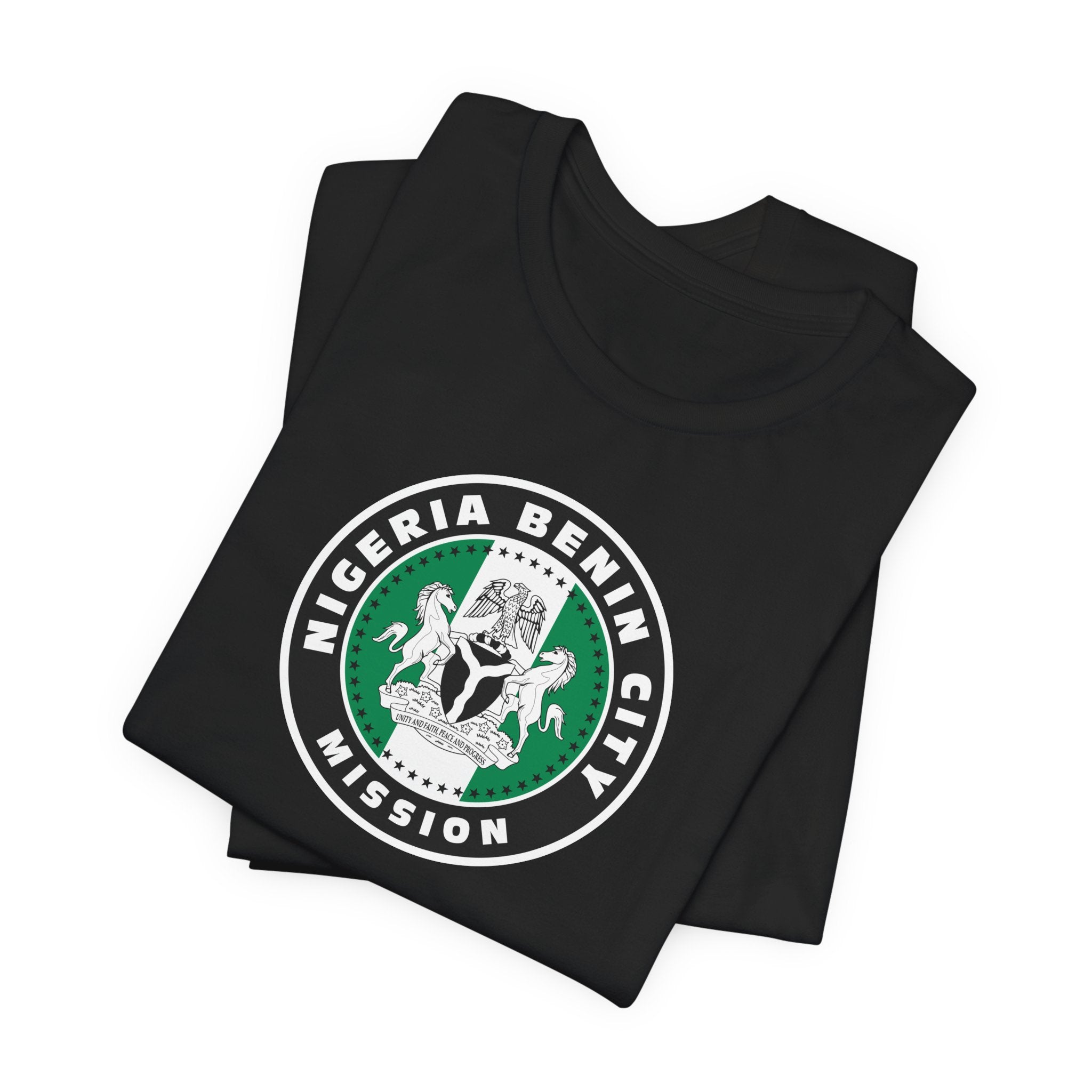 Nigeria Benin City Mission Flag Logo (Black Border) T-shirt - Mission Wishlist - LDS Missionary Gift Store
