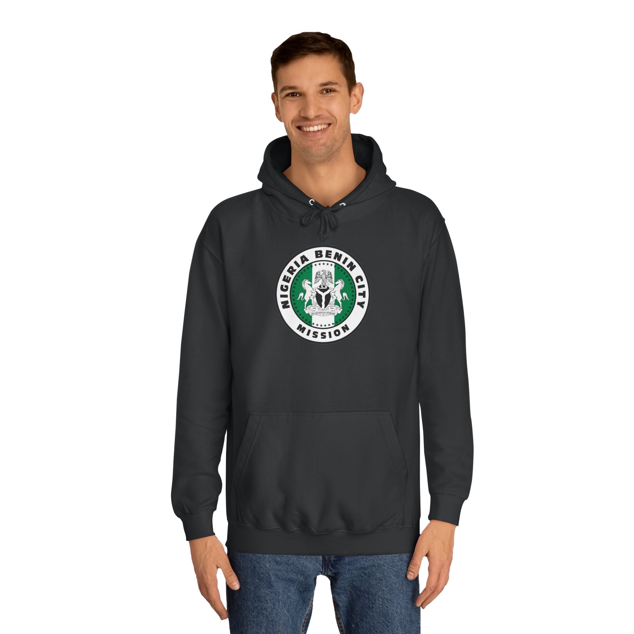 Nigeria Benin City Mission Flag Logo (White Border) College Hoodie - Latter-Day Saint LDS Missionary Gift - Book of Mormon