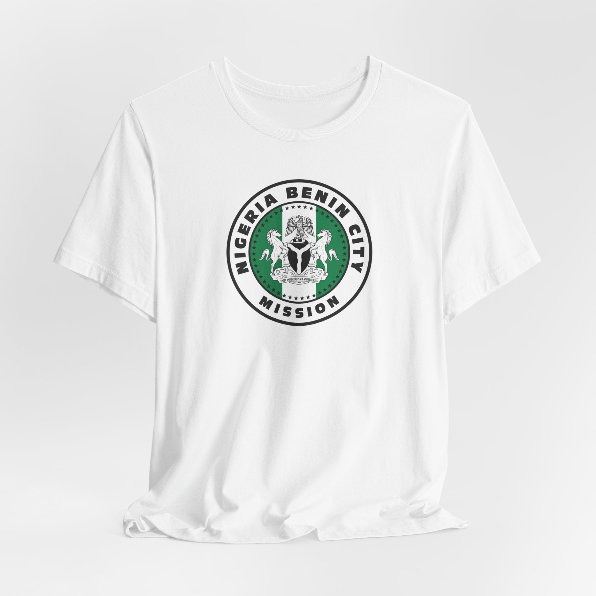 Nigeria Benin City Mission Flag Logo (White Border) T-shirt - Mission Wishlist - LDS Missionary Gift Store