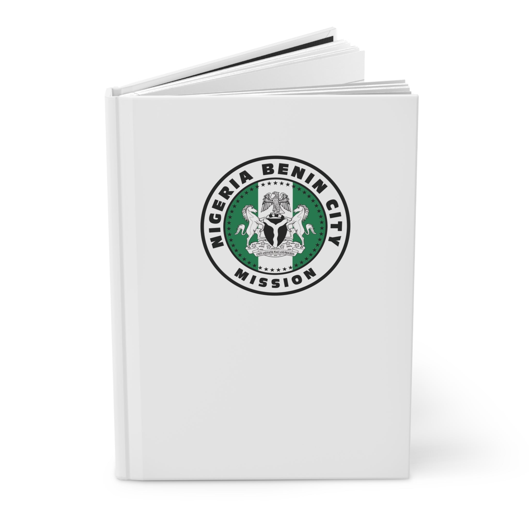 Nigeria Benin City Mission Logo Design White Hardcover Journal Matte - Latter-Day Saint LDS Missionary Gift - Book of Mormon