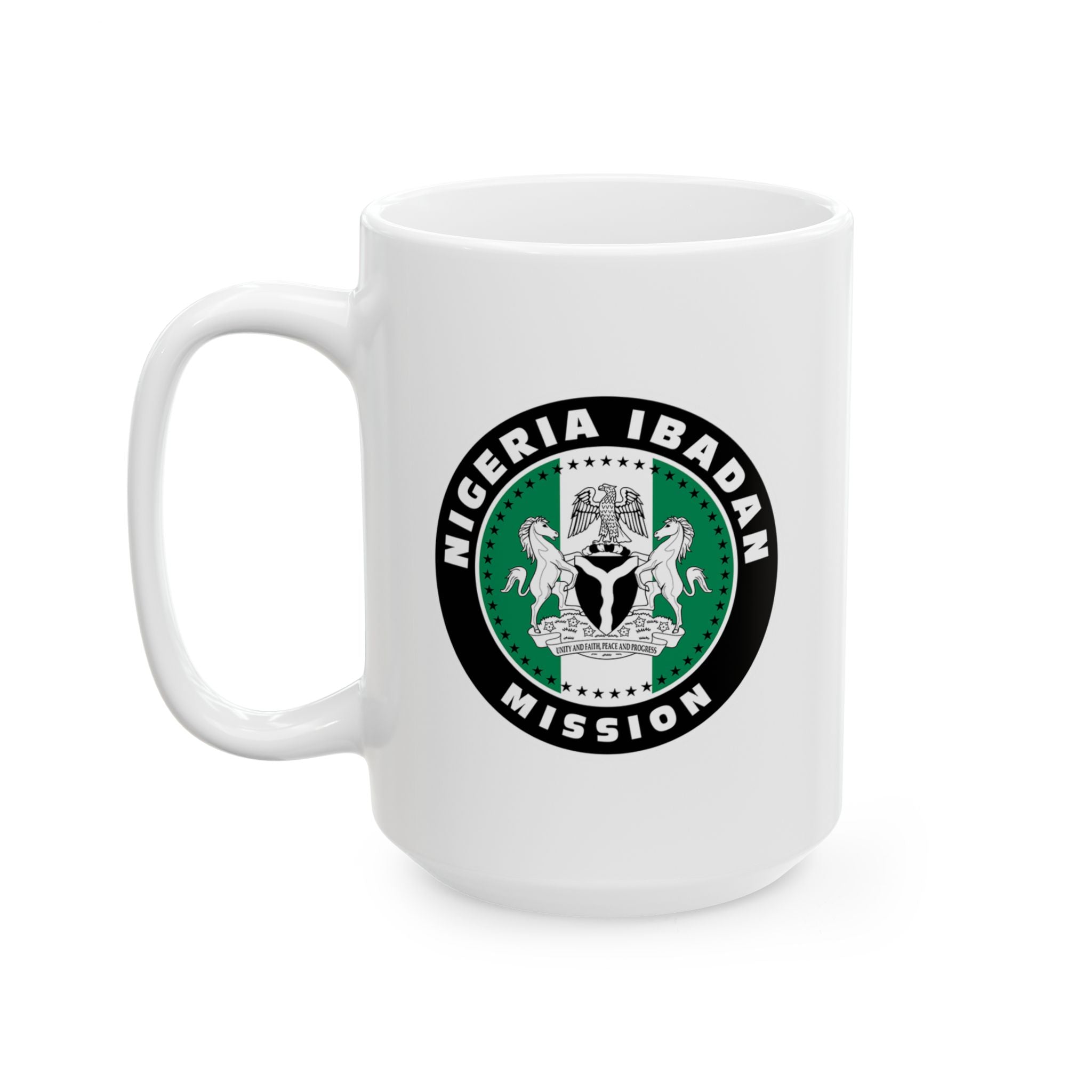 Nigeria Ibadan Mission Circular Flag White Ceramic Mug - Latter-Day Saint LDS Missionary Gift - Book of Mormon