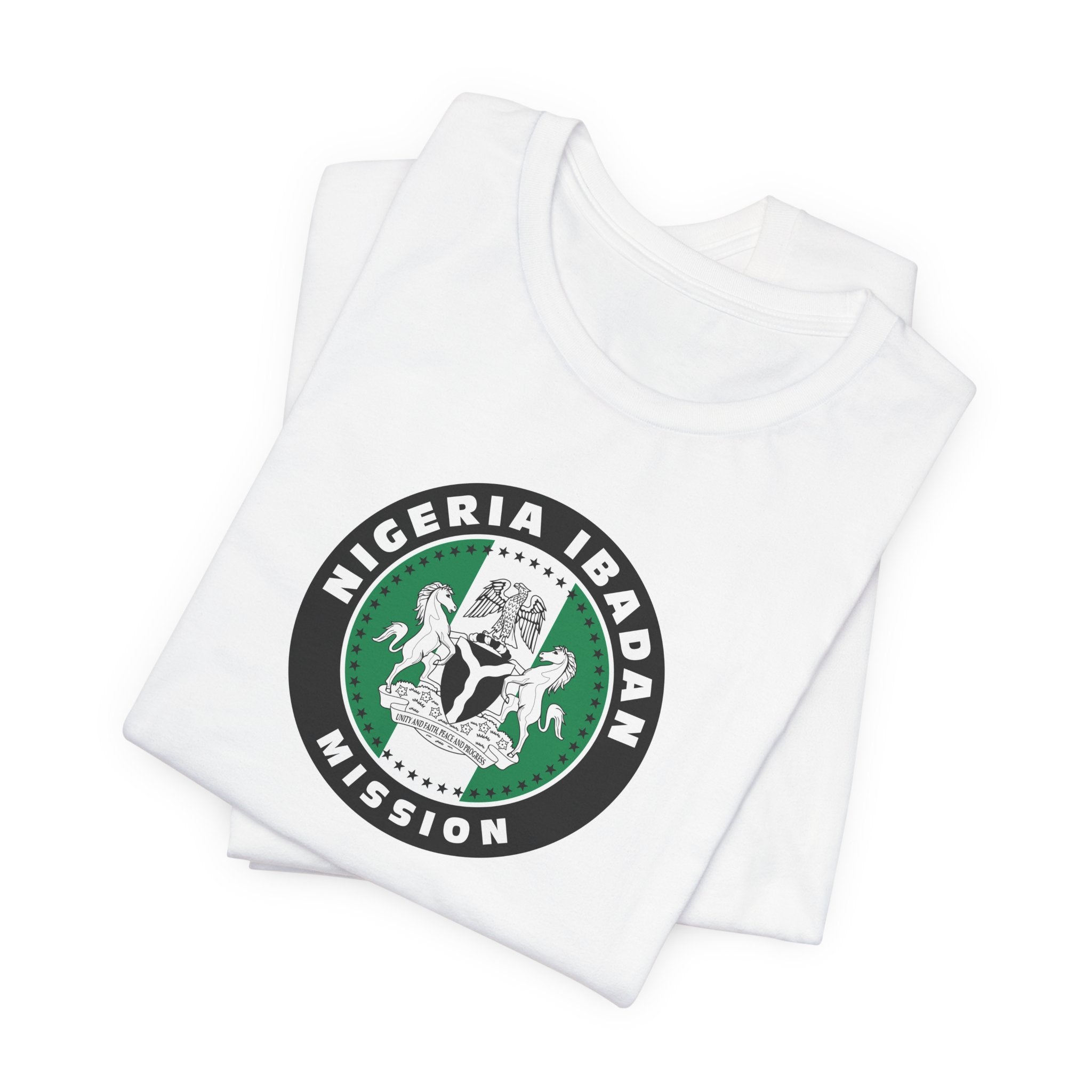 Nigeria Ibadan Mission Flag Logo (Black Border) T-shirt - Mission Wishlist - LDS Missionary Gift Store