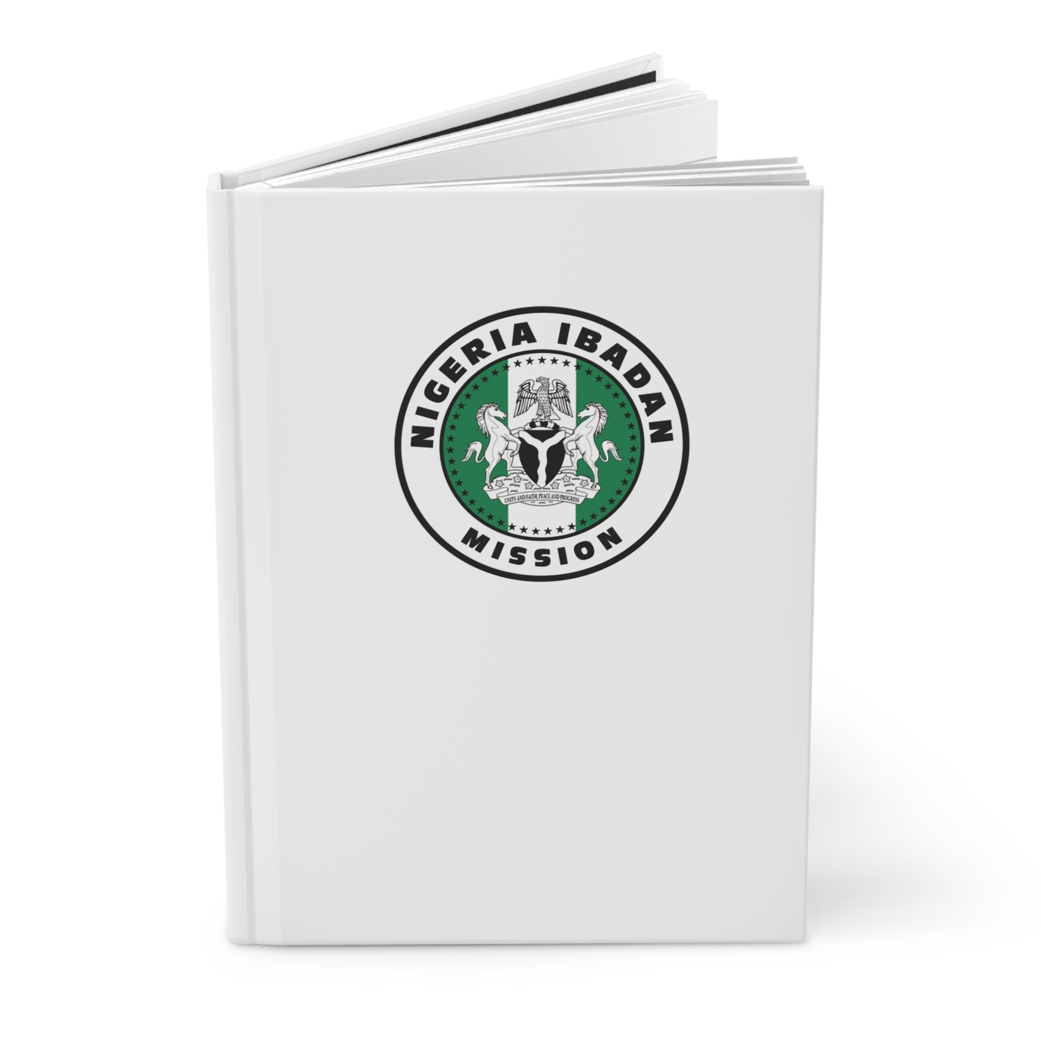 Nigeria Ibadan Mission Logo Design White Hardcover Journal Matte - Latter-Day Saint LDS Missionary Gift - Book of Mormon