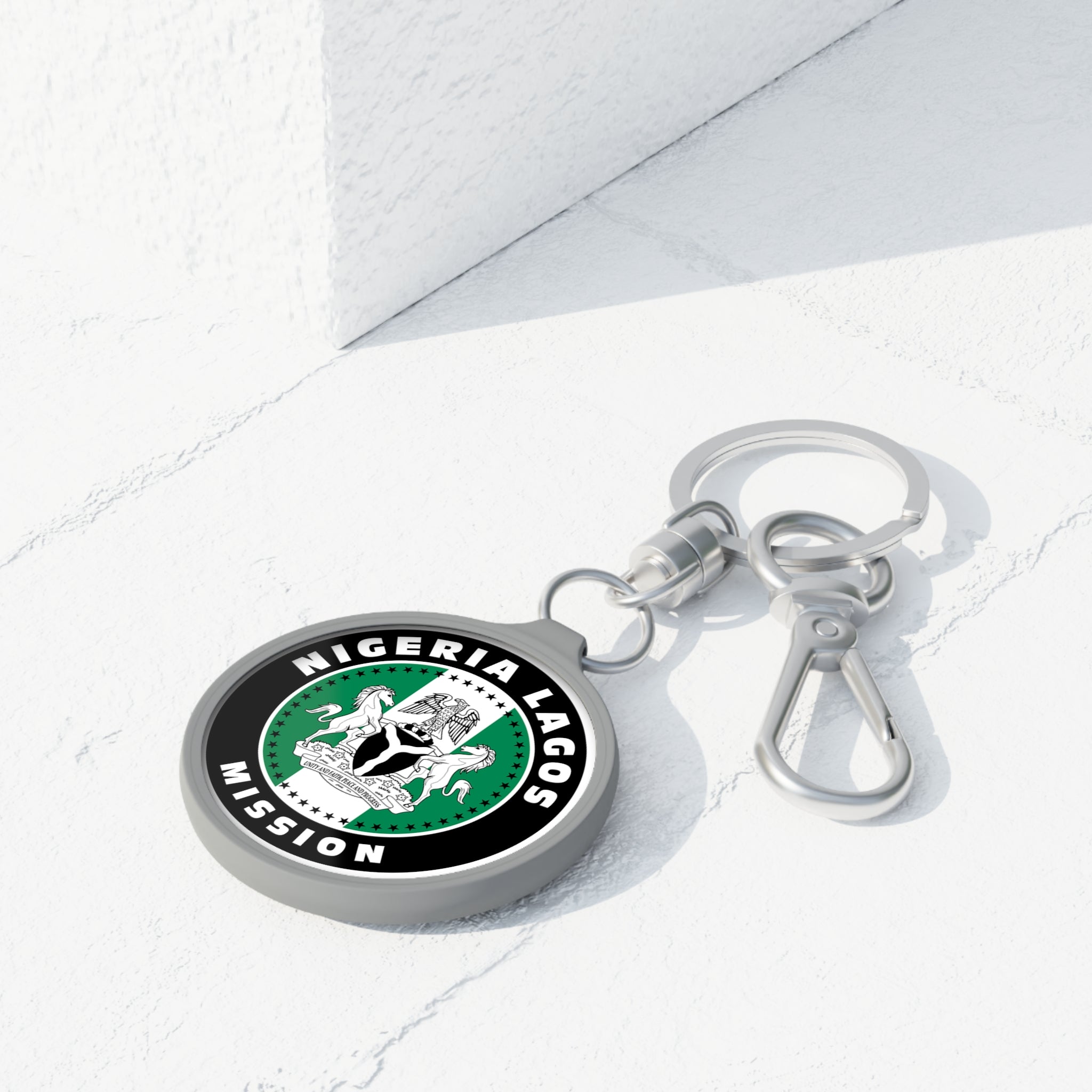 Nigeria Lagos Mission Circle Flag Key Tag - Latter-Day Saint LDS Missionary Gift - Book of Mormon