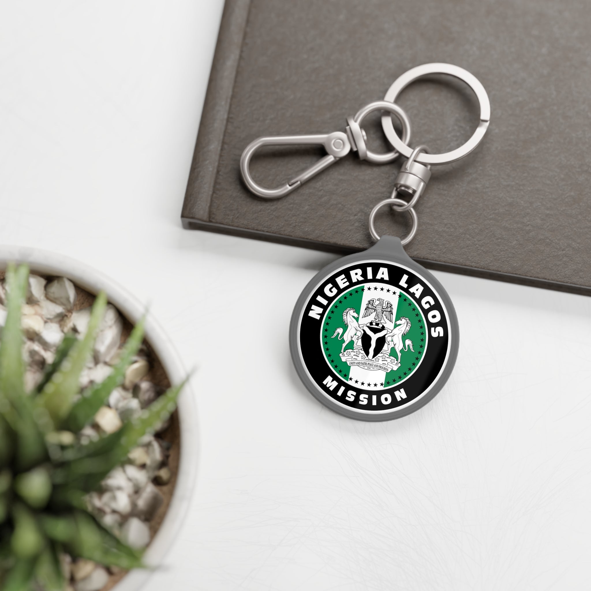 Nigeria Lagos Mission Circle Flag Key Tag - Latter-Day Saint LDS Missionary Gift - Book of Mormon