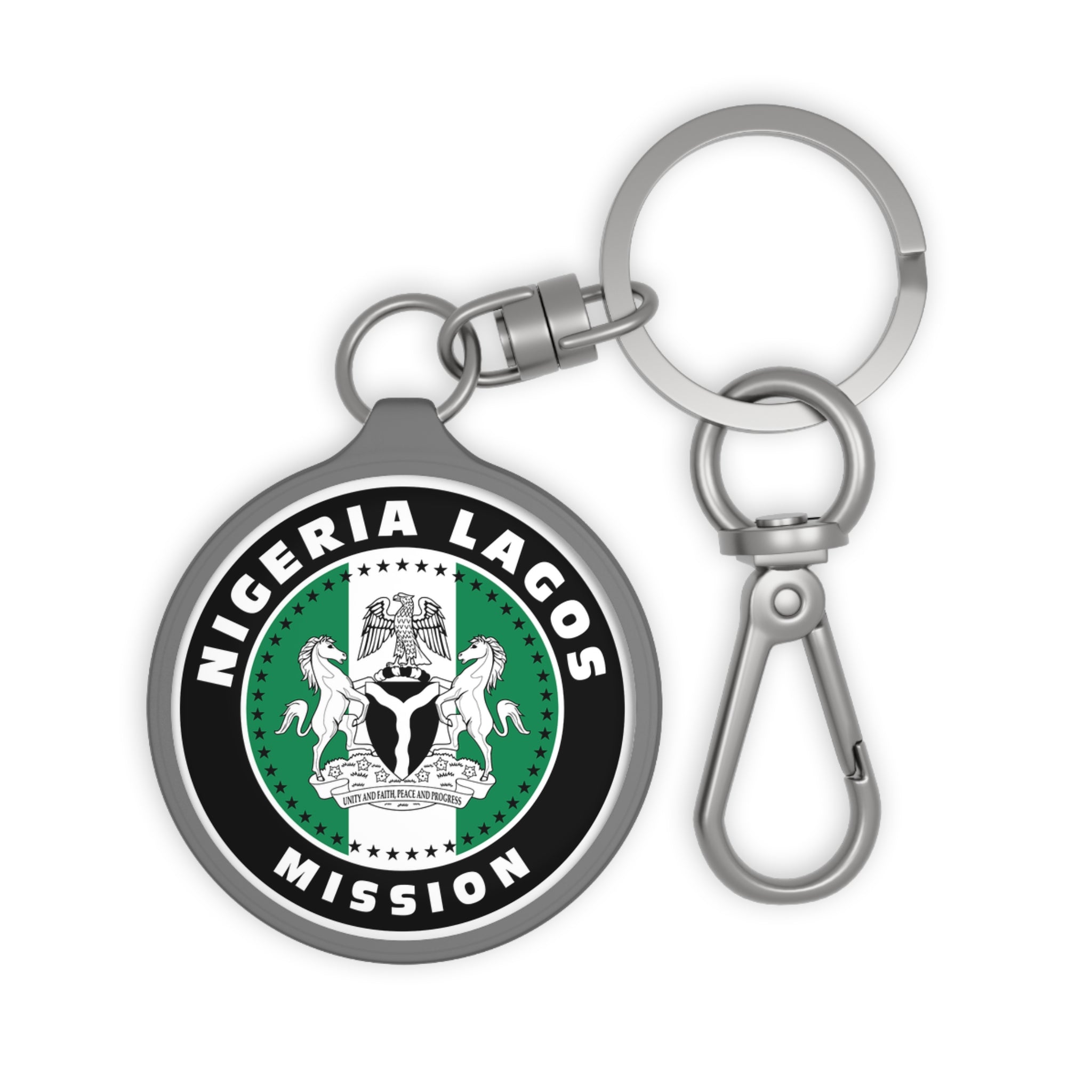 Nigeria Lagos Mission Circle Flag Key Tag - Latter-Day Saint LDS Missionary Gift - Book of Mormon