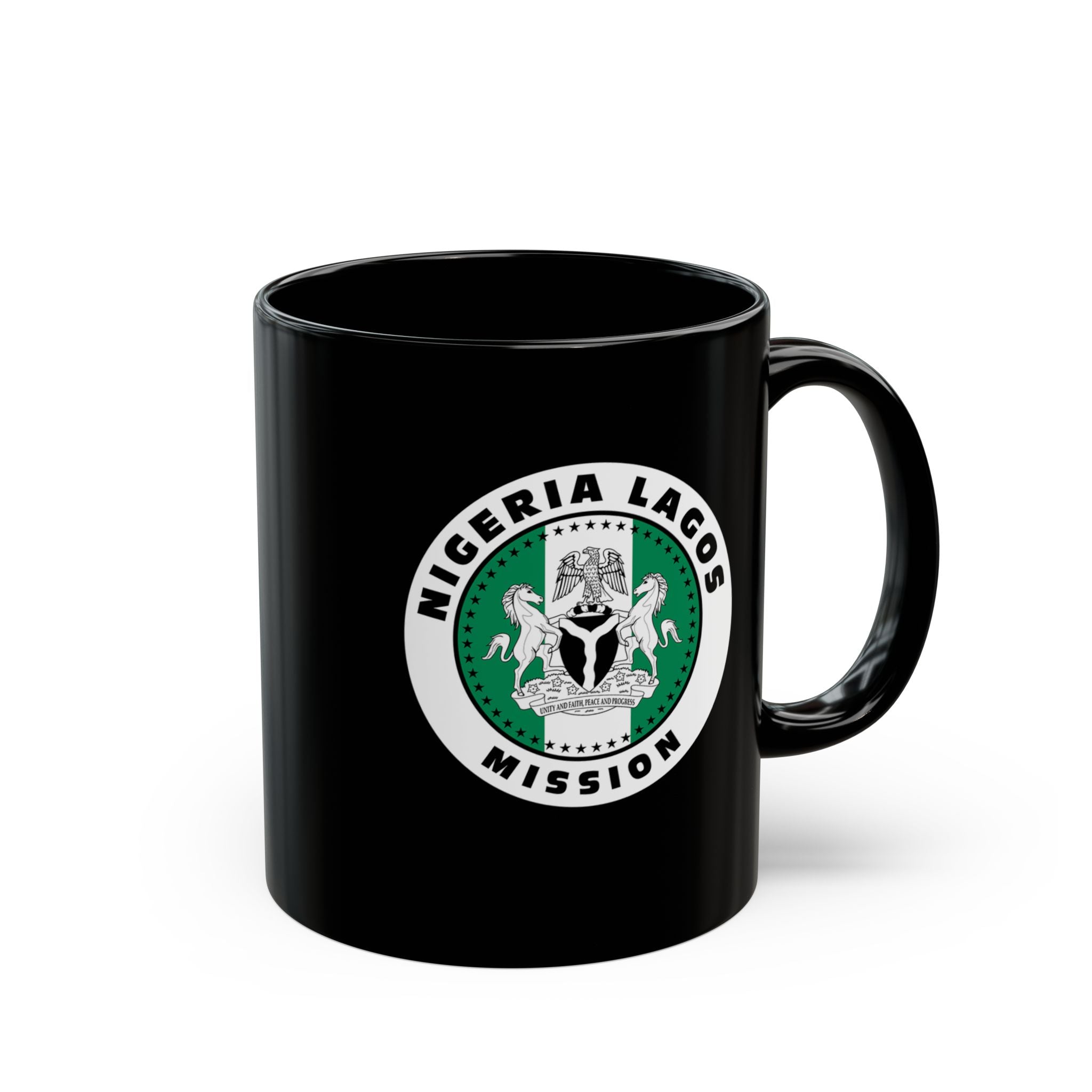 Nigeria Lagos Mission Circular Flag Black Ceramic Mug - Latter-Day Saint LDS Missionary Gift - Book of Mormon