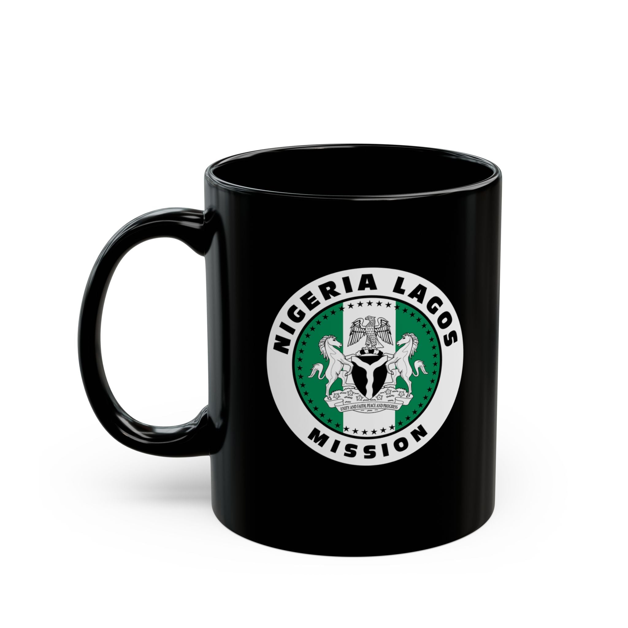 Nigeria Lagos Mission Circular Flag Black Ceramic Mug - Latter-Day Saint LDS Missionary Gift - Book of Mormon
