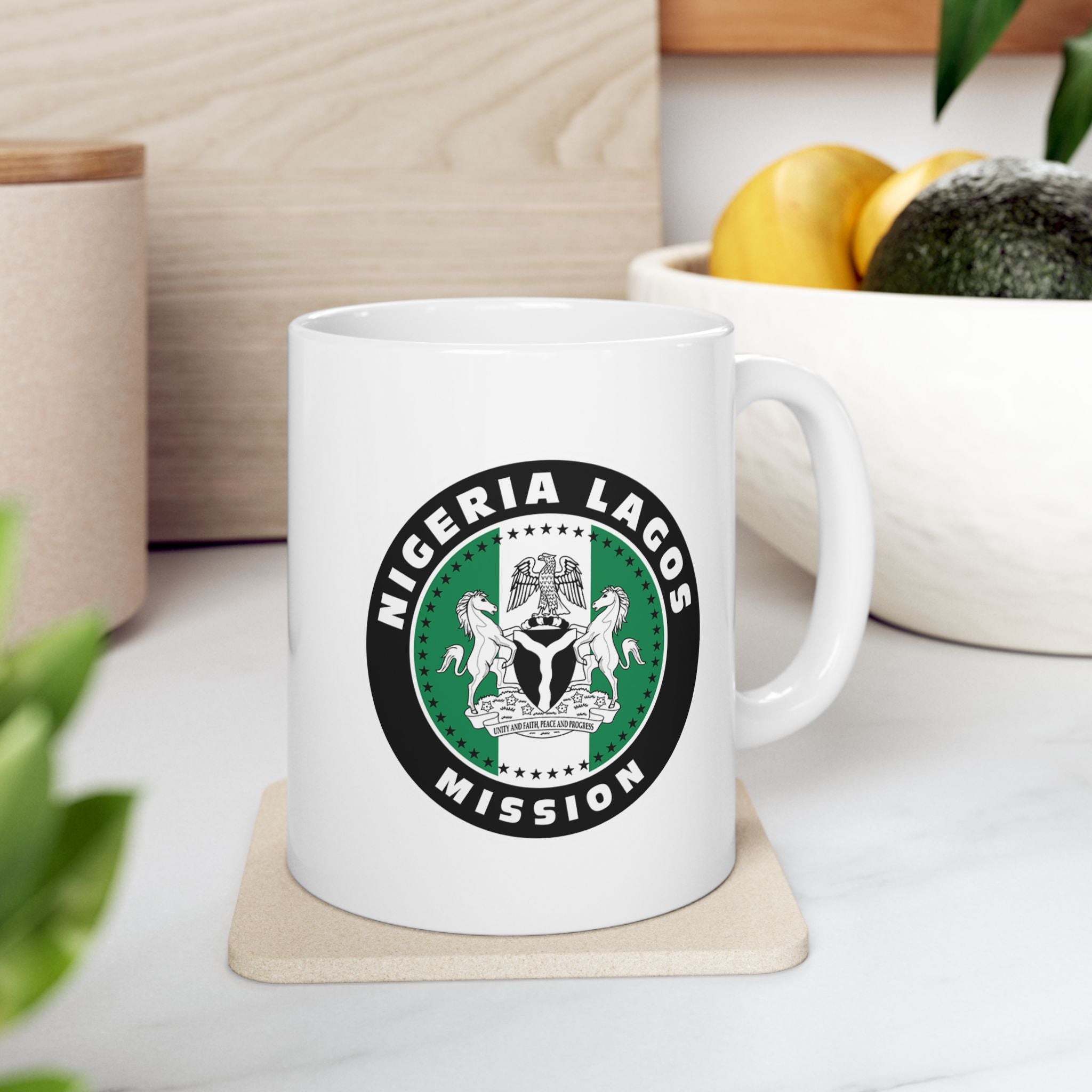 Nigeria Lagos Mission Circular Flag White Ceramic Mug - Latter-Day Saint LDS Missionary Gift - Book of Mormon
