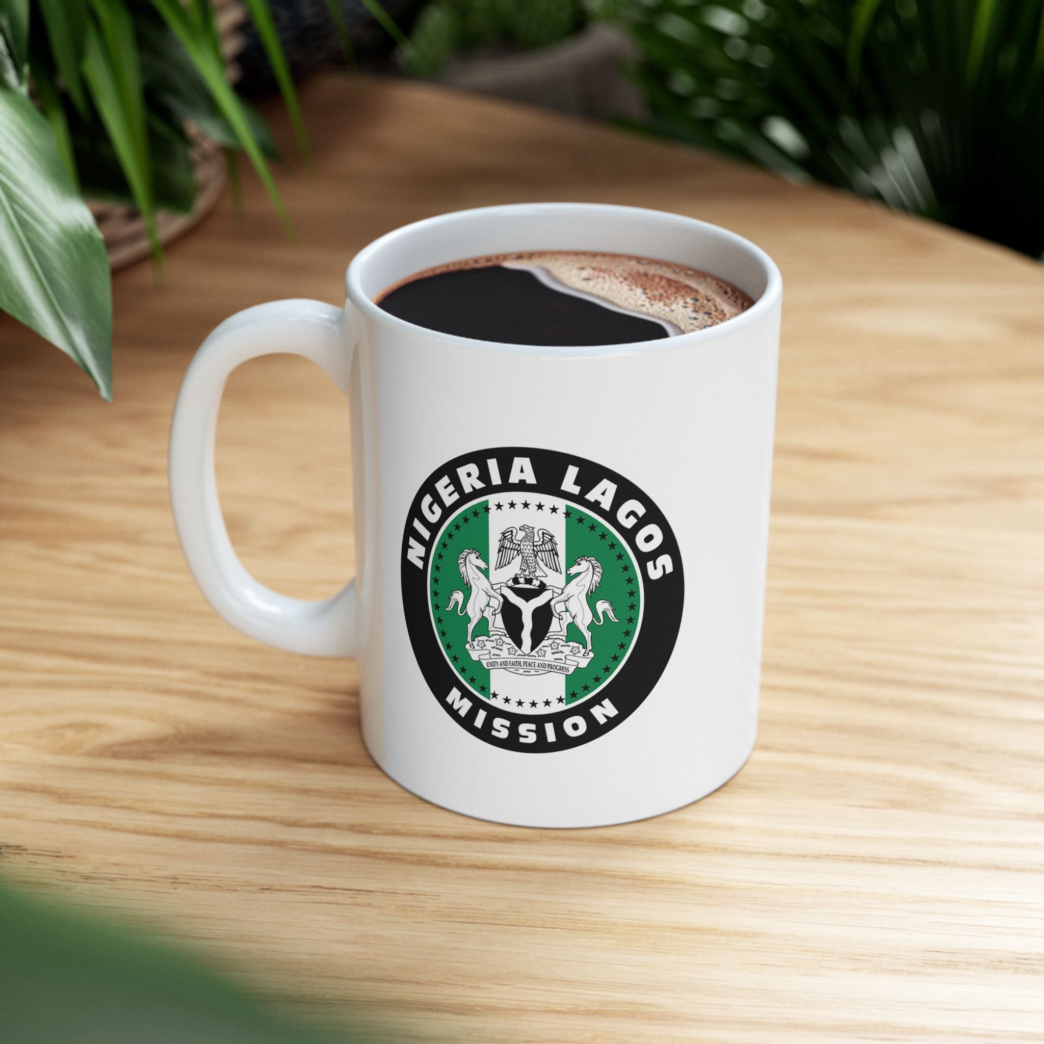 Nigeria Lagos Mission Circular Flag White Ceramic Mug - Latter-Day Saint LDS Missionary Gift - Book of Mormon