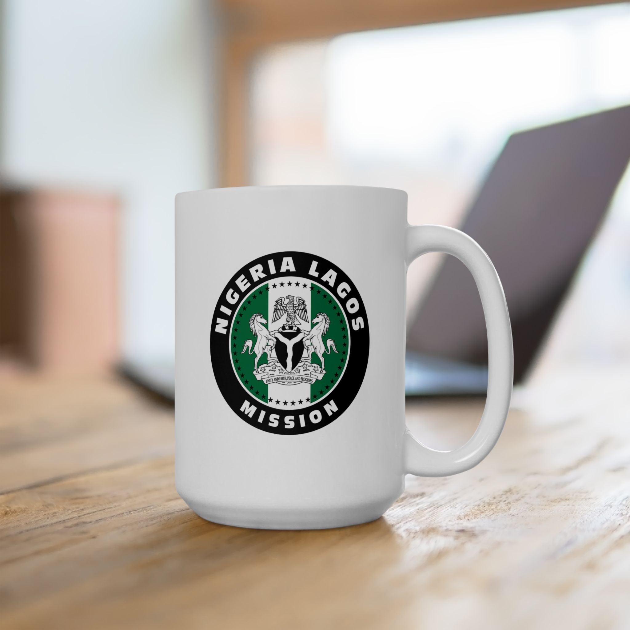 Nigeria Lagos Mission Circular Flag White Ceramic Mug - Latter-Day Saint LDS Missionary Gift - Book of Mormon