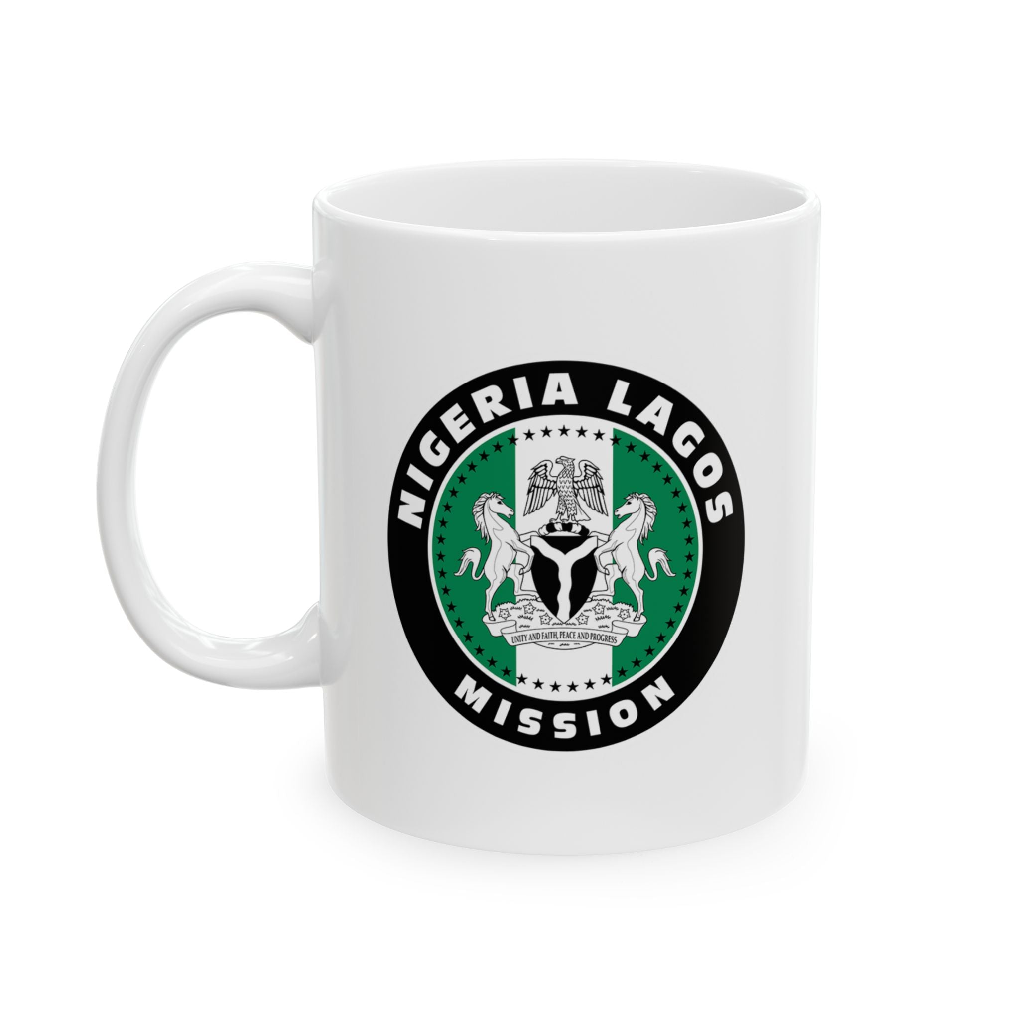 Nigeria Lagos Mission Circular Flag White Ceramic Mug - Latter-Day Saint LDS Missionary Gift - Book of Mormon