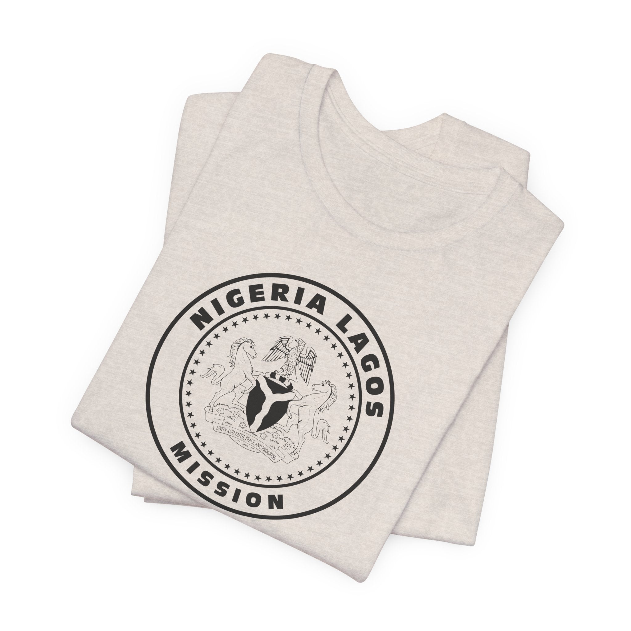 Nigeria Lagos Mission Circular Monochrome Logo T-Shirt - Latter-Day Saint LDS Missionary Gift - Book of Mormon