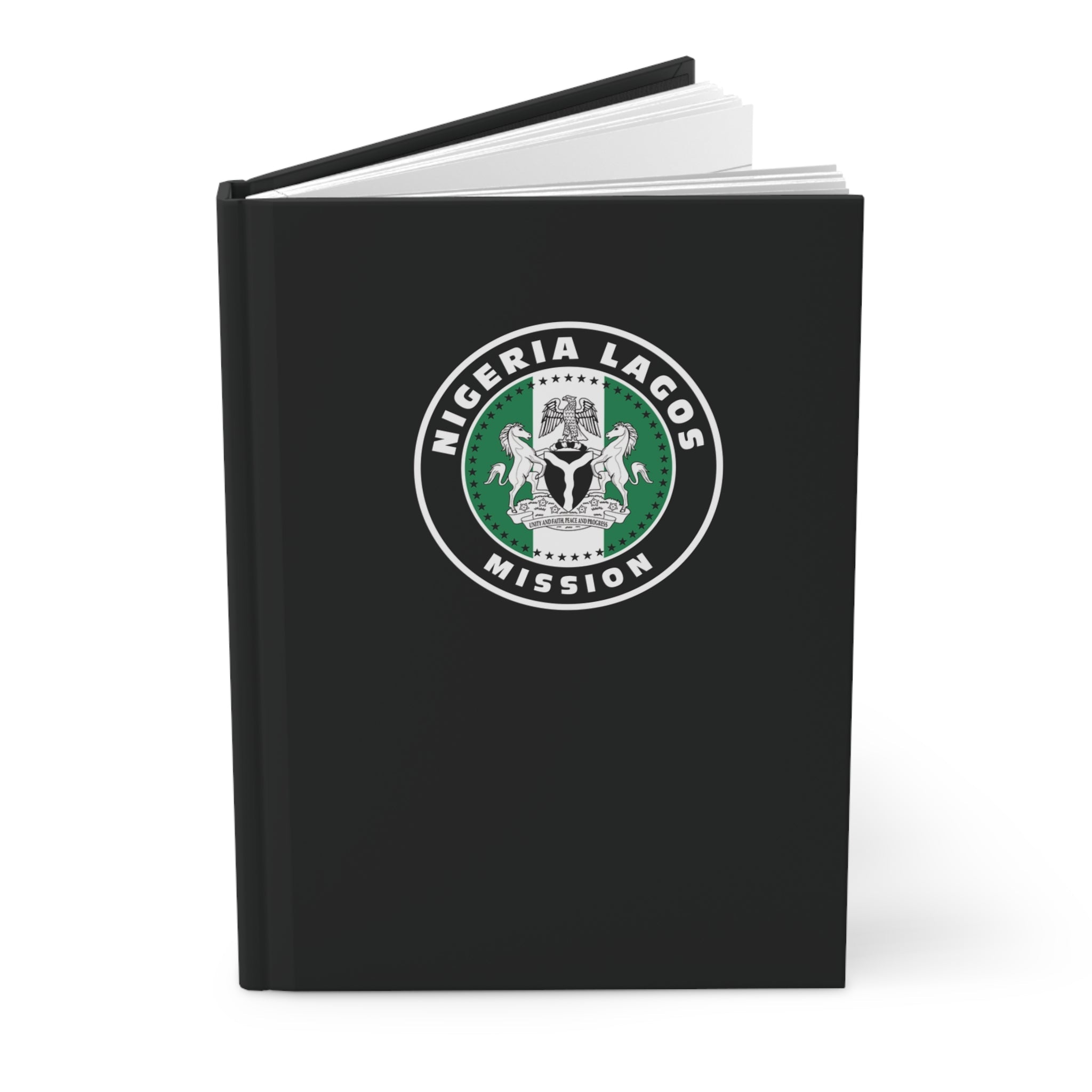 Nigeria Lagos Mission Logo Design Black Hardcover Journal Matte - Latter-Day Saint LDS Missionary Gift - Book of Mormon