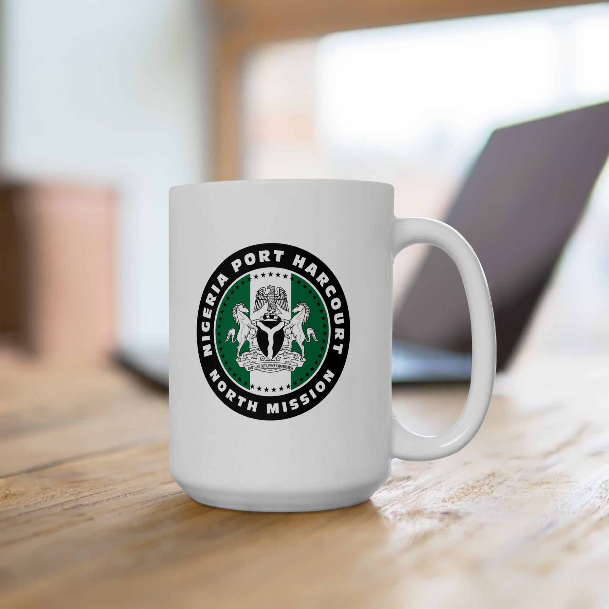 Nigeria Port Harcourt North Mission Circular Flag White Ceramic Mug - Mission Wishlist - LDS Missionary Gift Store