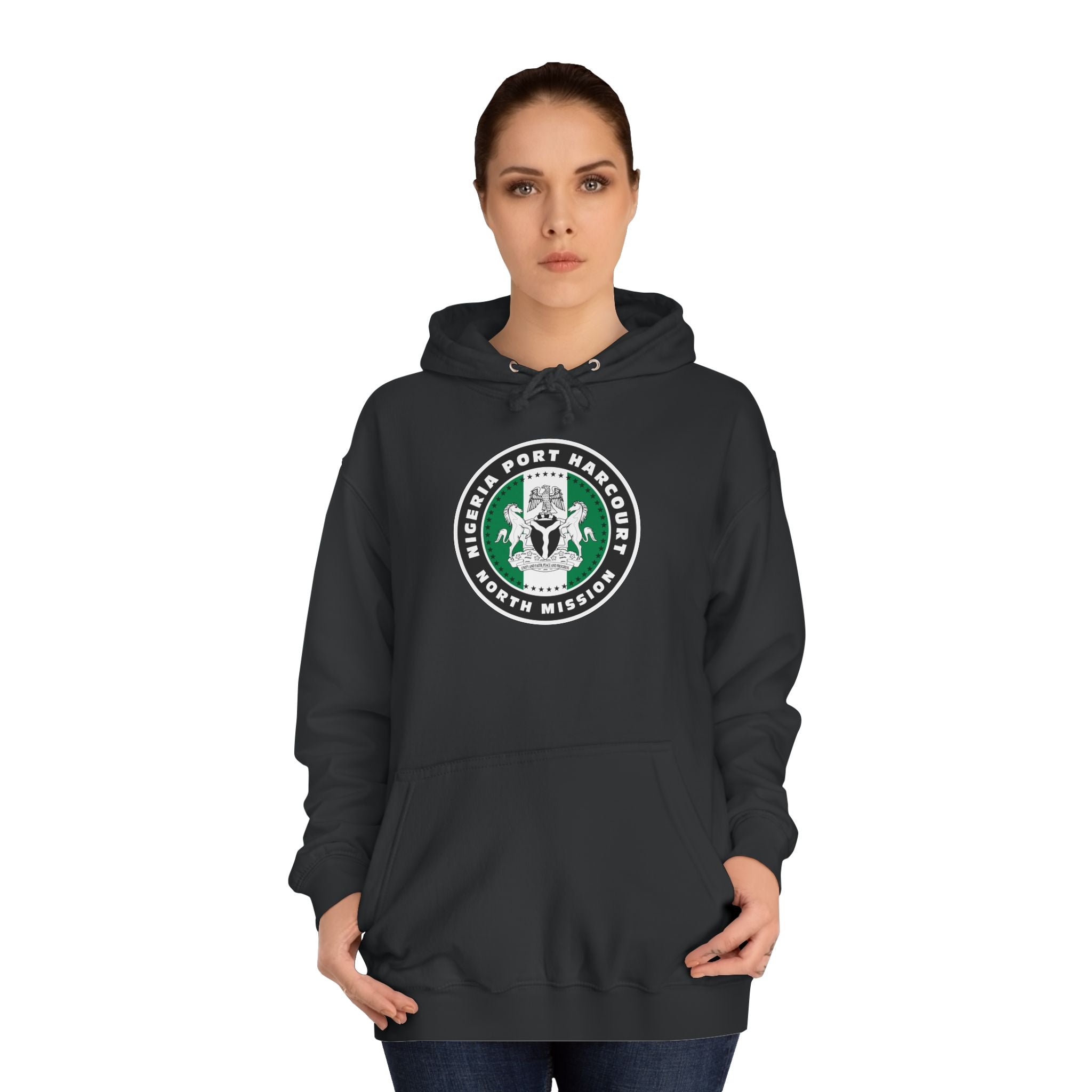 Nigeria Port Harcourt North Mission Flag Logo (Black Border) College Hoodie - Mission Wishlist - LDS Missionary Gift Store