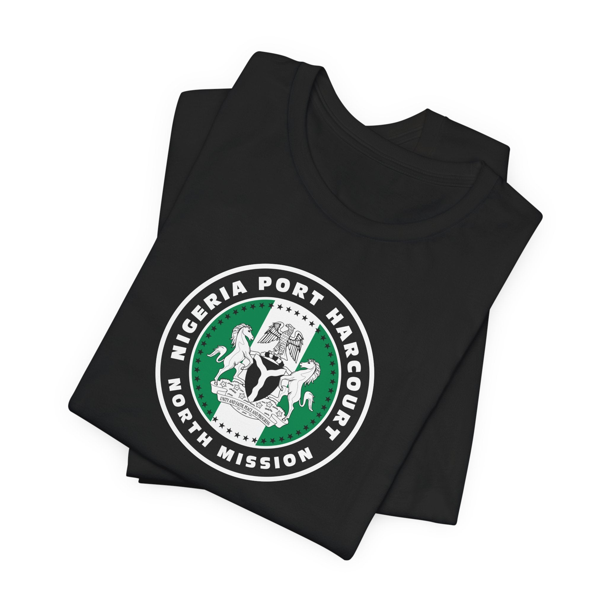 Nigeria Port Harcourt North Mission Flag Logo (Black Border) T-shirt - Mission Wishlist - LDS Missionary Gift Store