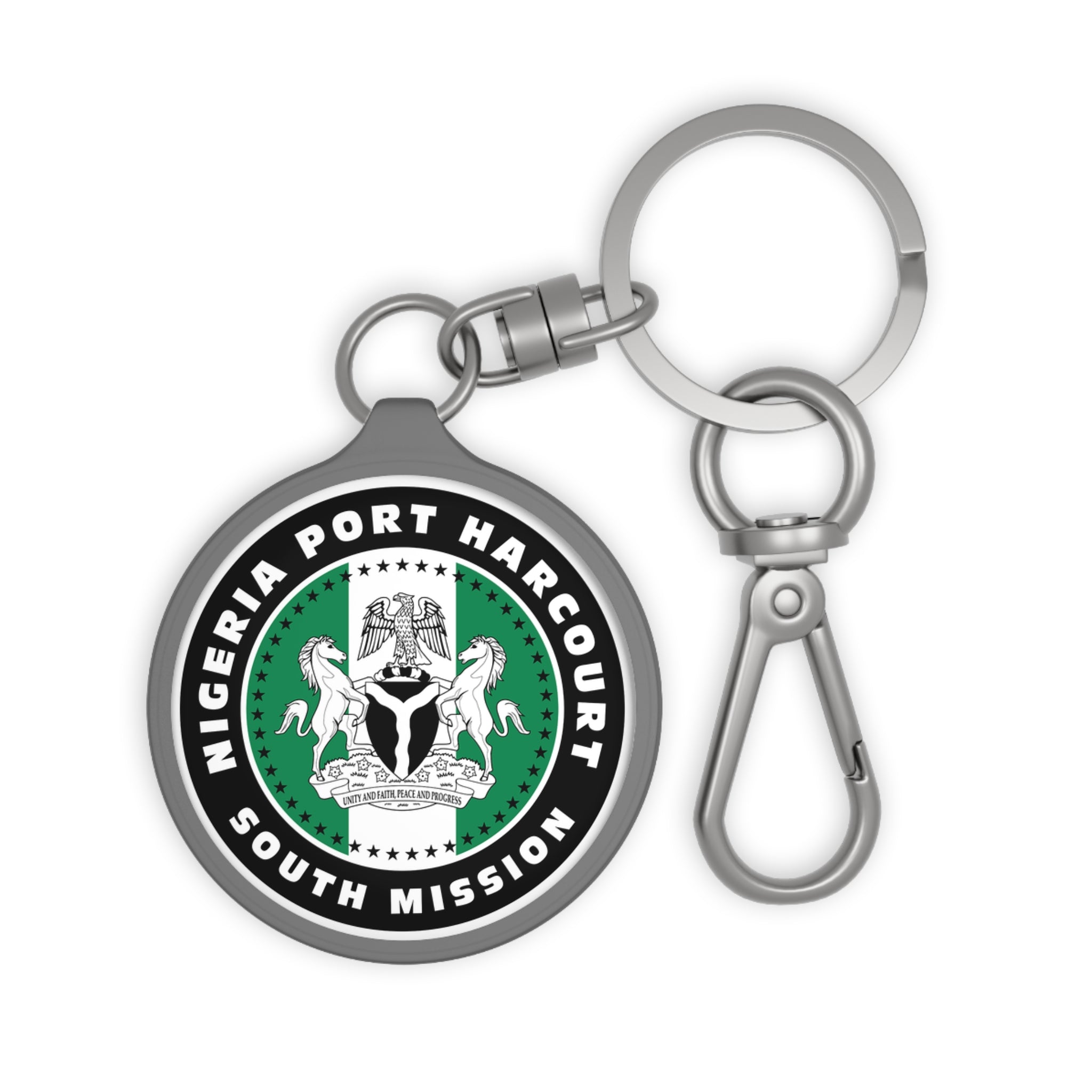 Nigeria Port Harcourt South Mission Circle Flag Key Tag - Latter-Day Saint LDS Missionary Gift - Book of Mormon