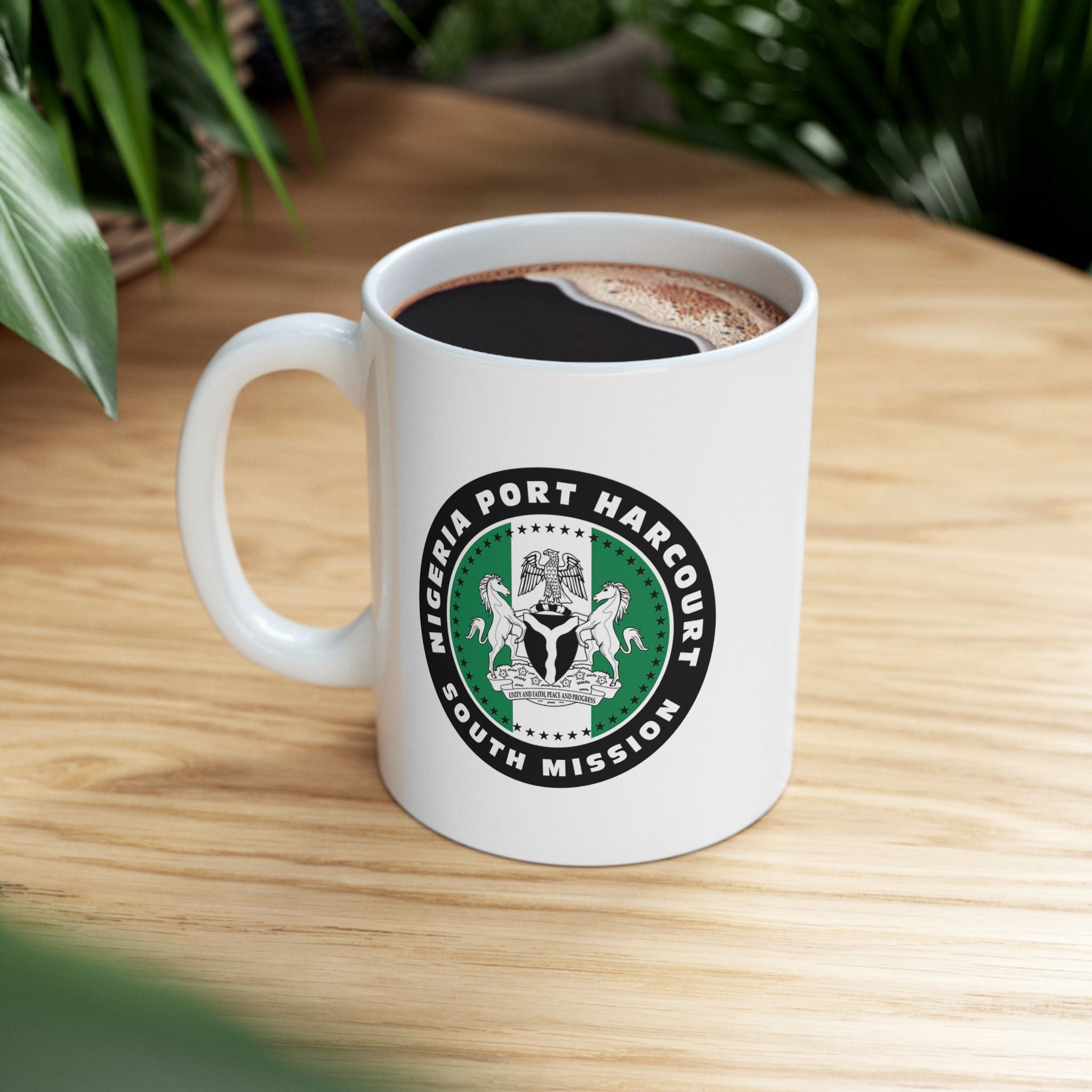 Nigeria Port Harcourt South Mission Circular Flag White Ceramic Mug - Mission Wishlist - LDS Missionary Gift Store