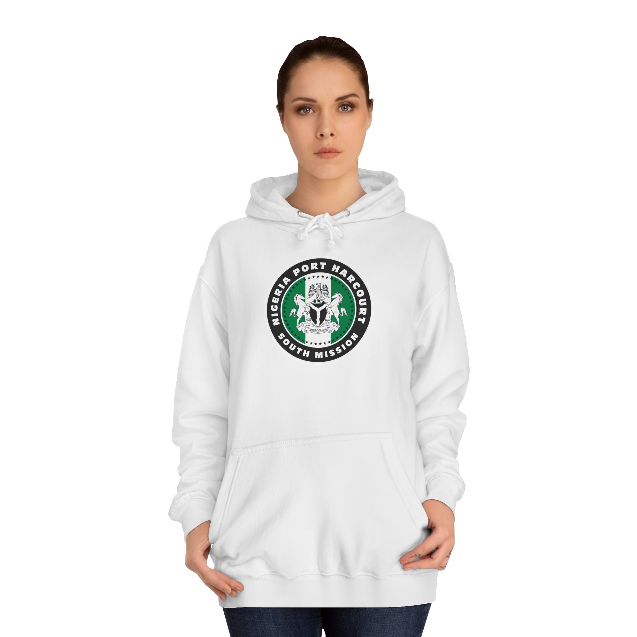 Nigeria Port Harcourt South Mission Flag Logo (Black Border) College Hoodie - Mission Wishlist - LDS Missionary Gift Store