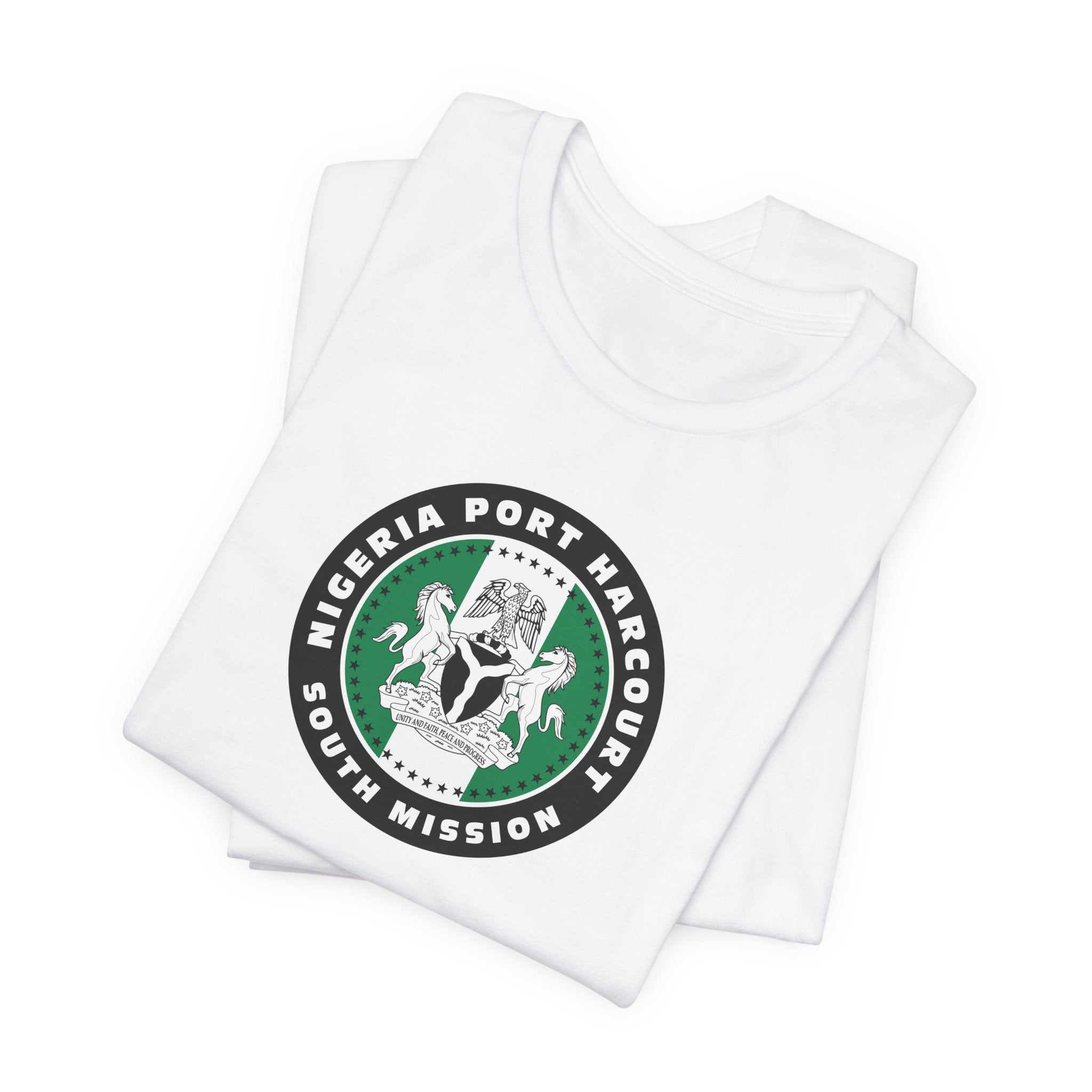 Nigeria Port Harcourt South Mission Flag Logo (Black Border) T-shirt - Mission Wishlist - LDS Missionary Gift Store