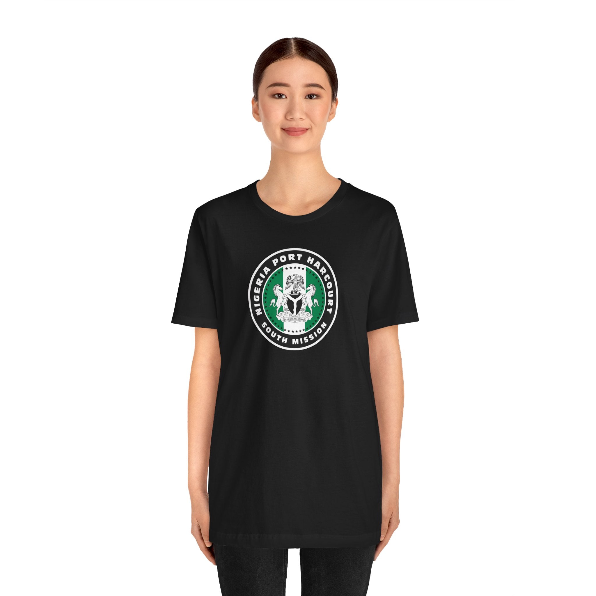 Nigeria Port Harcourt South Mission Flag Logo (Black Border) T-shirt - Mission Wishlist - LDS Missionary Gift Store